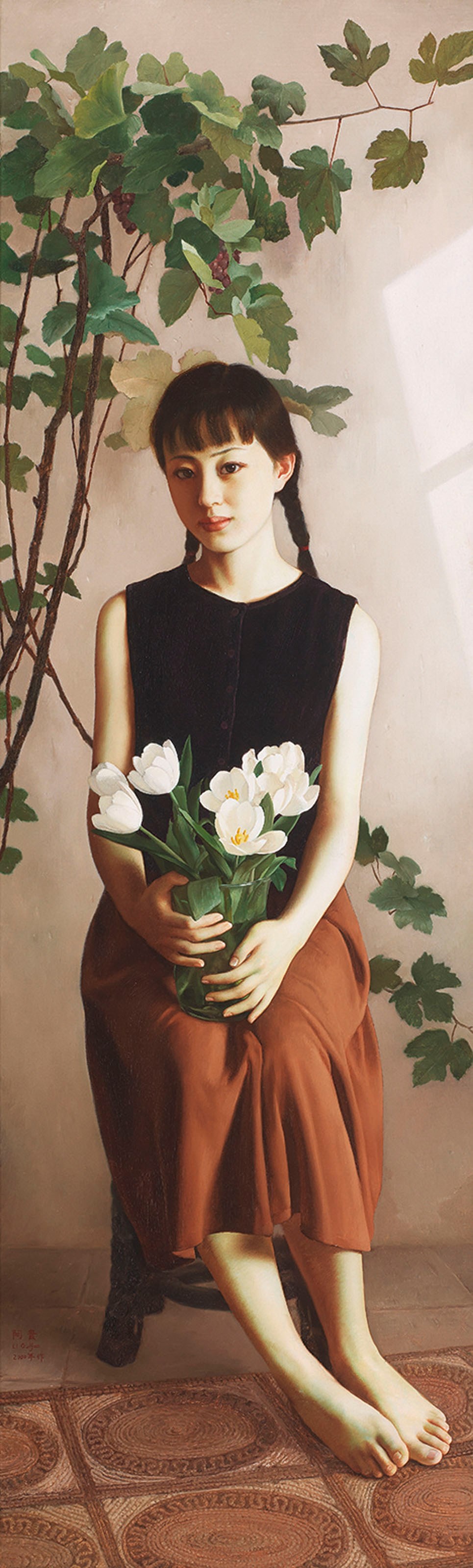 女孩与郁金香