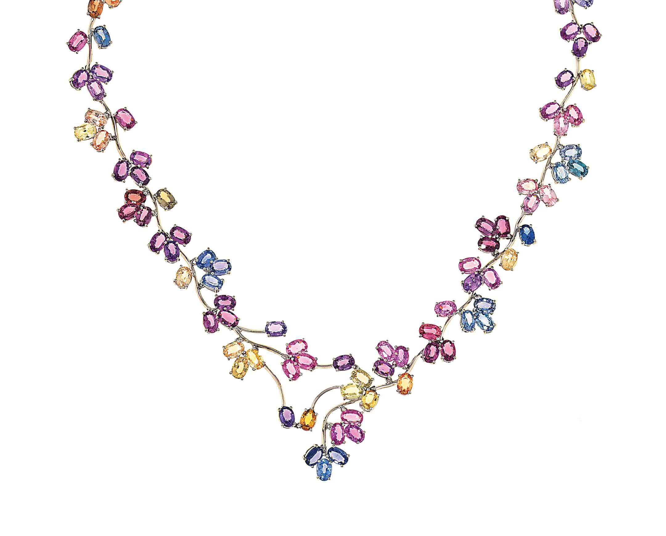 A multi-coloured sapphire necklace
