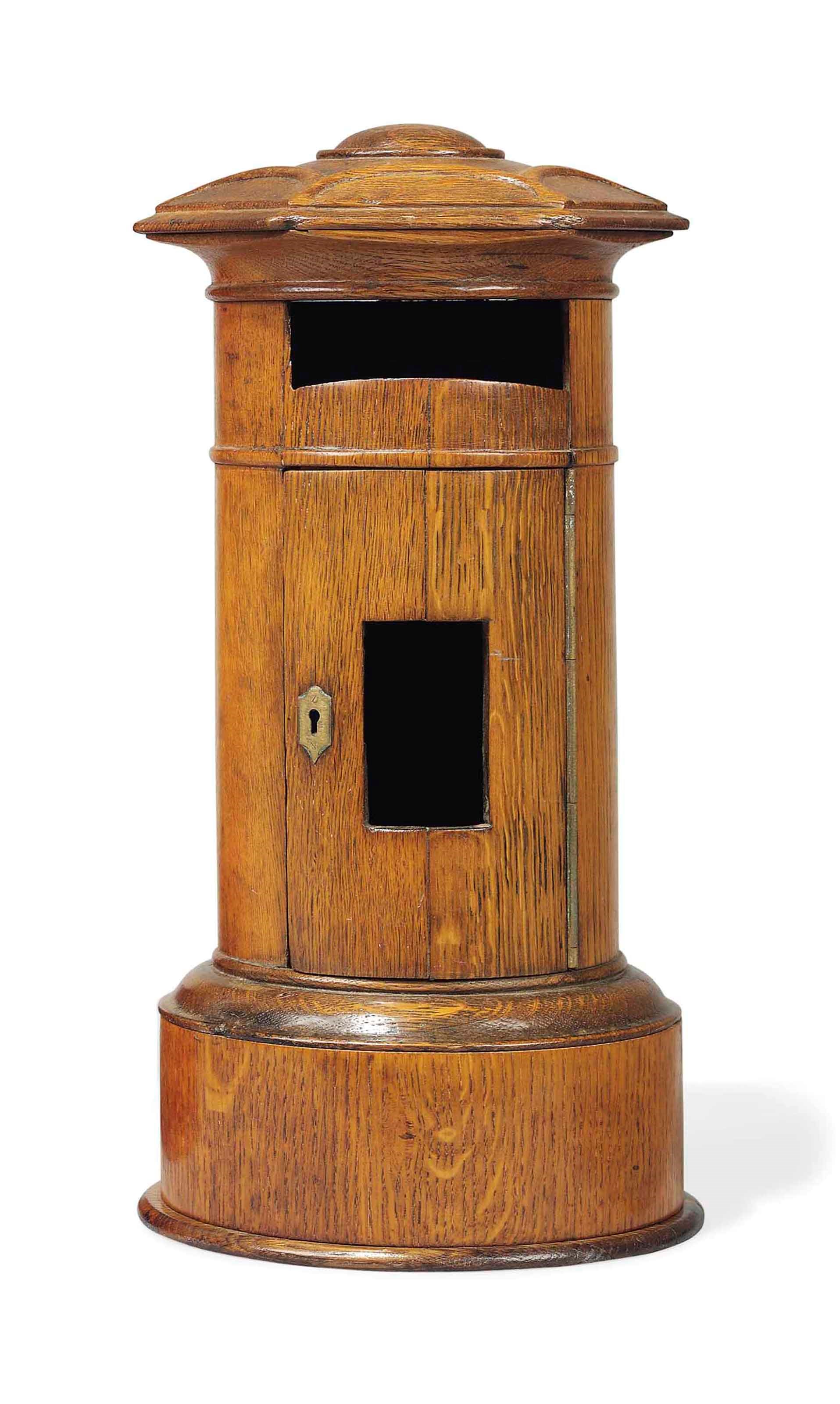 A VICTORIAN OAK TABLE POST BOX