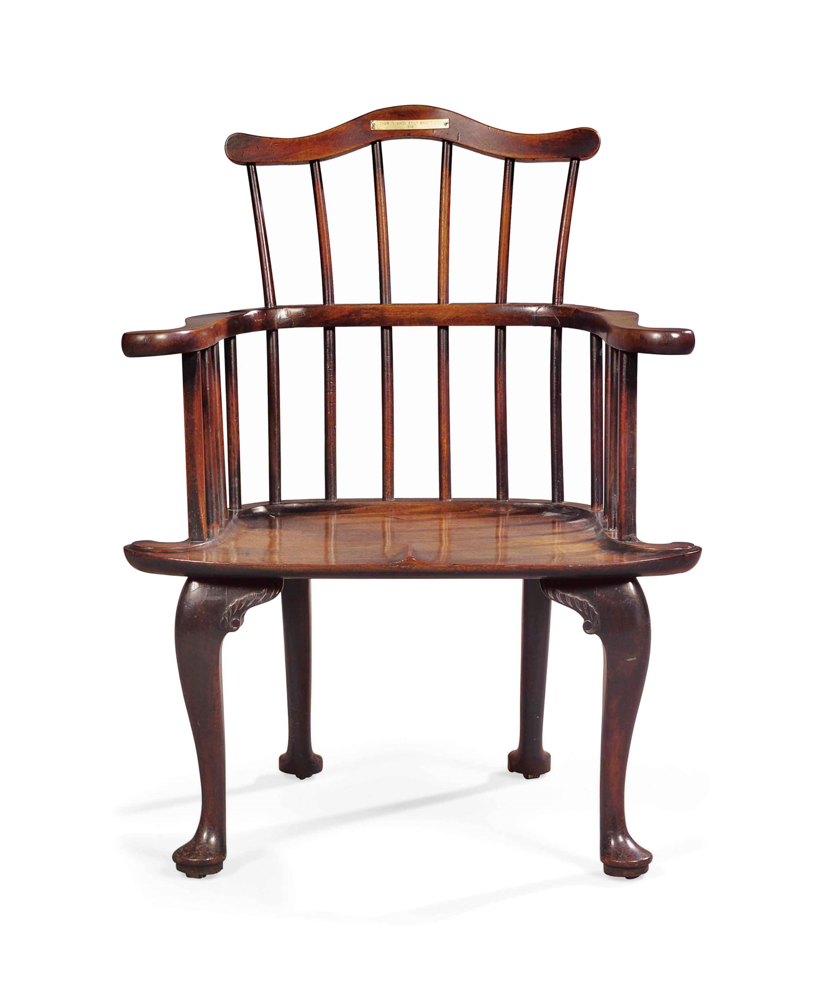 A GEORGE II MAHOGANY WINDSOR ARMCHAIR