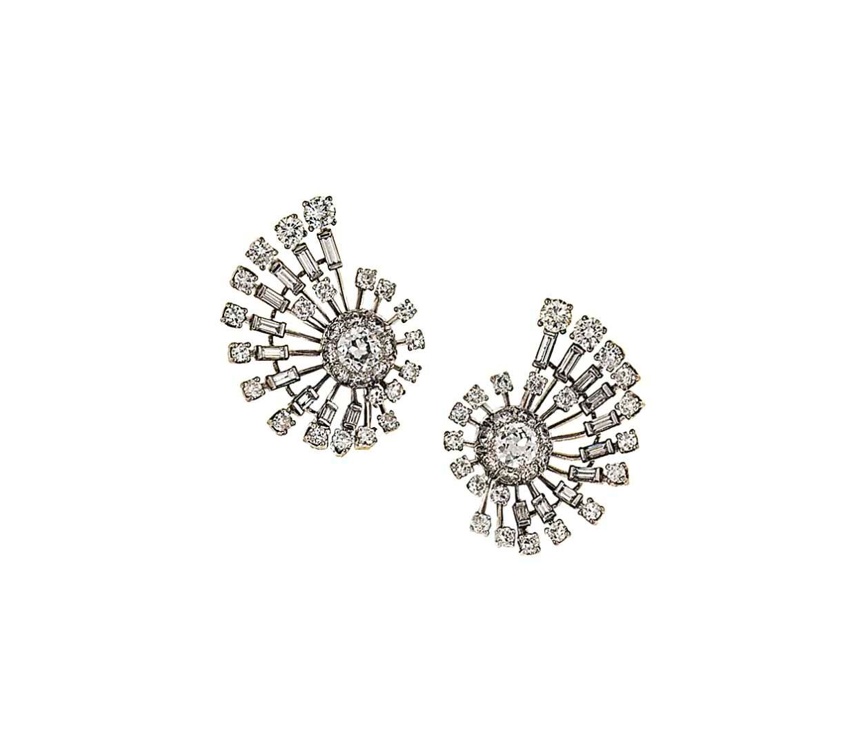 A pair of diamond ear clips