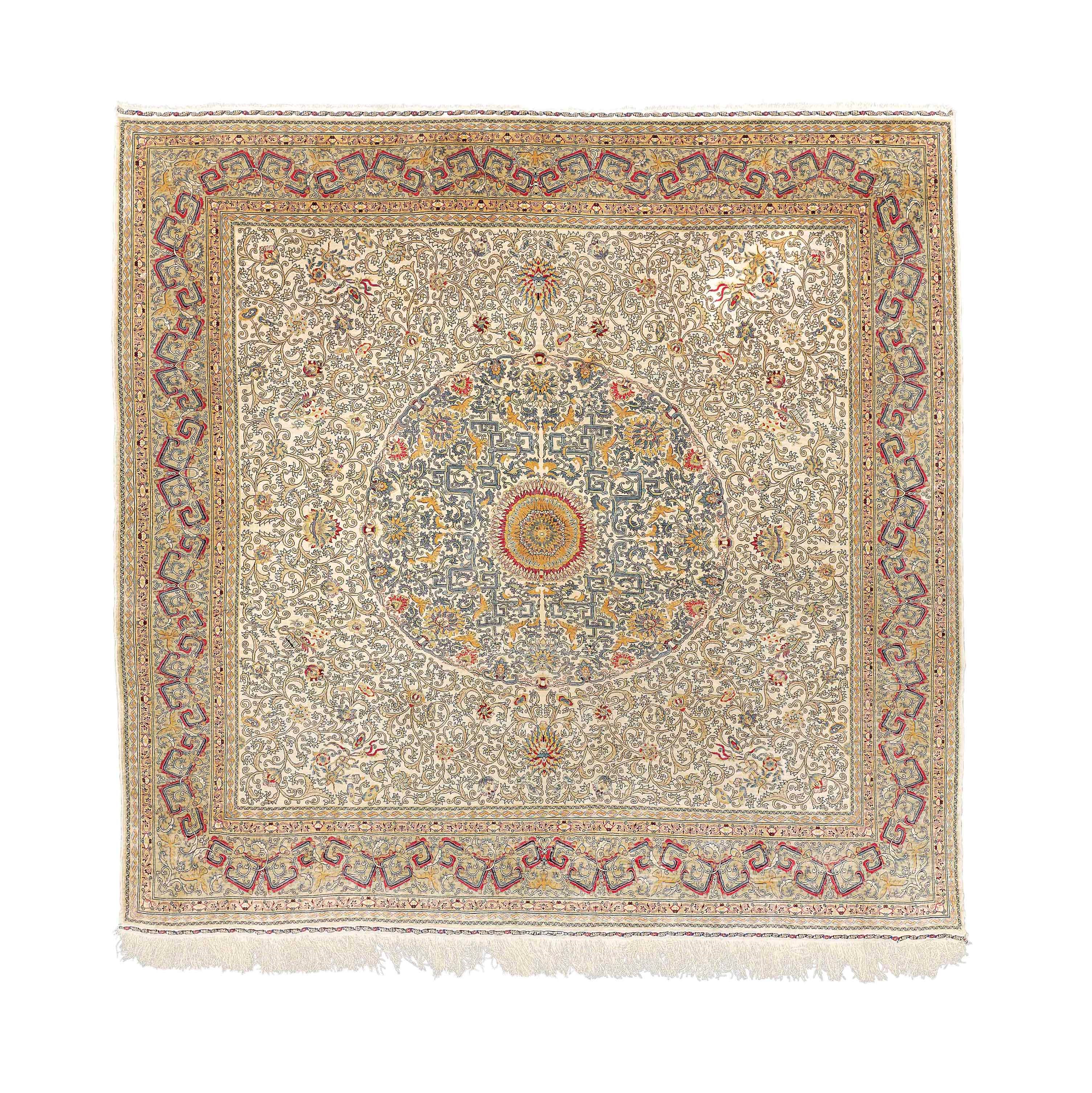 An extremely fine silk Hereke small carpet