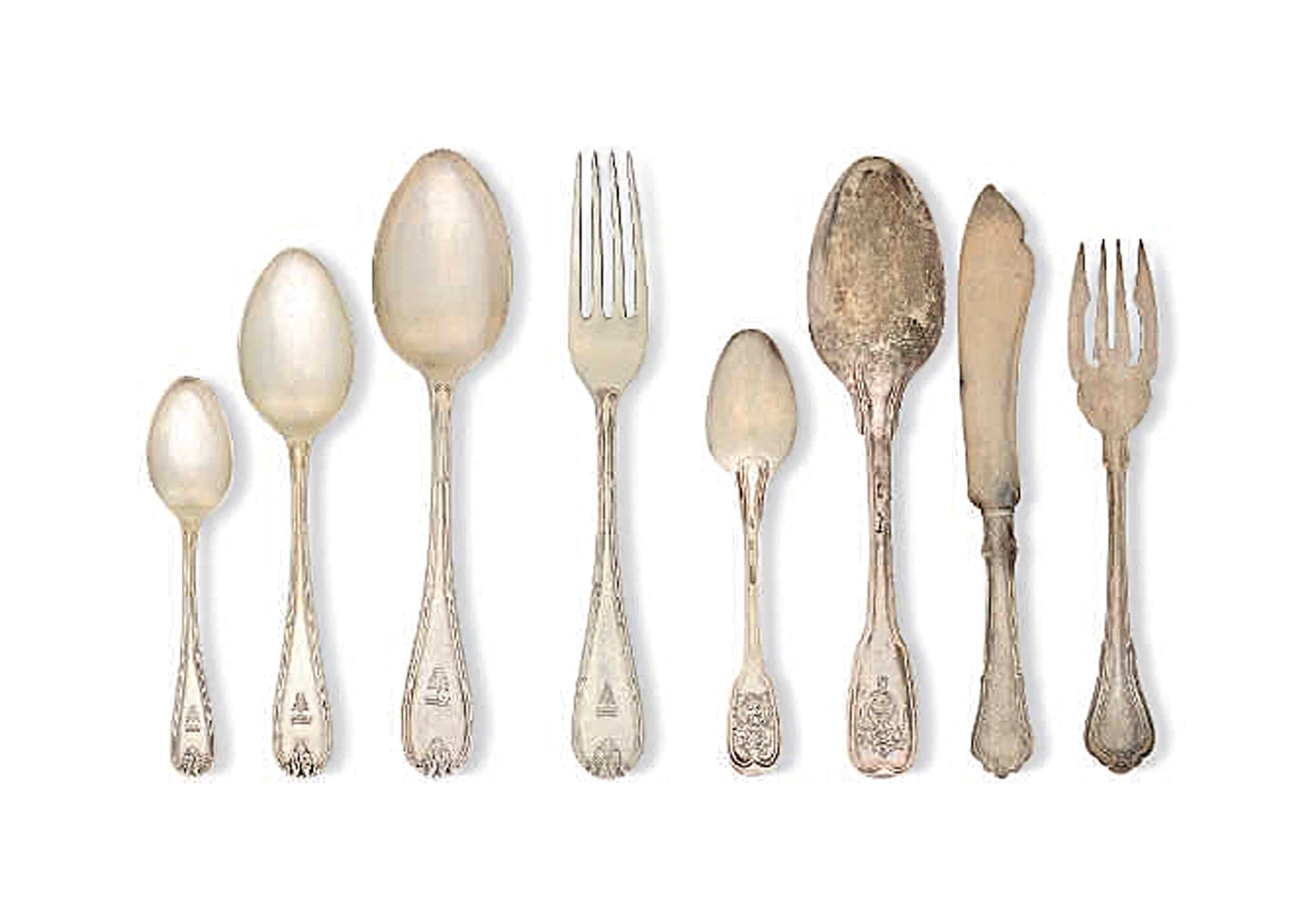 A MATCHED SILVER TABLE SERVICE OF EMPIRE III PATTERN