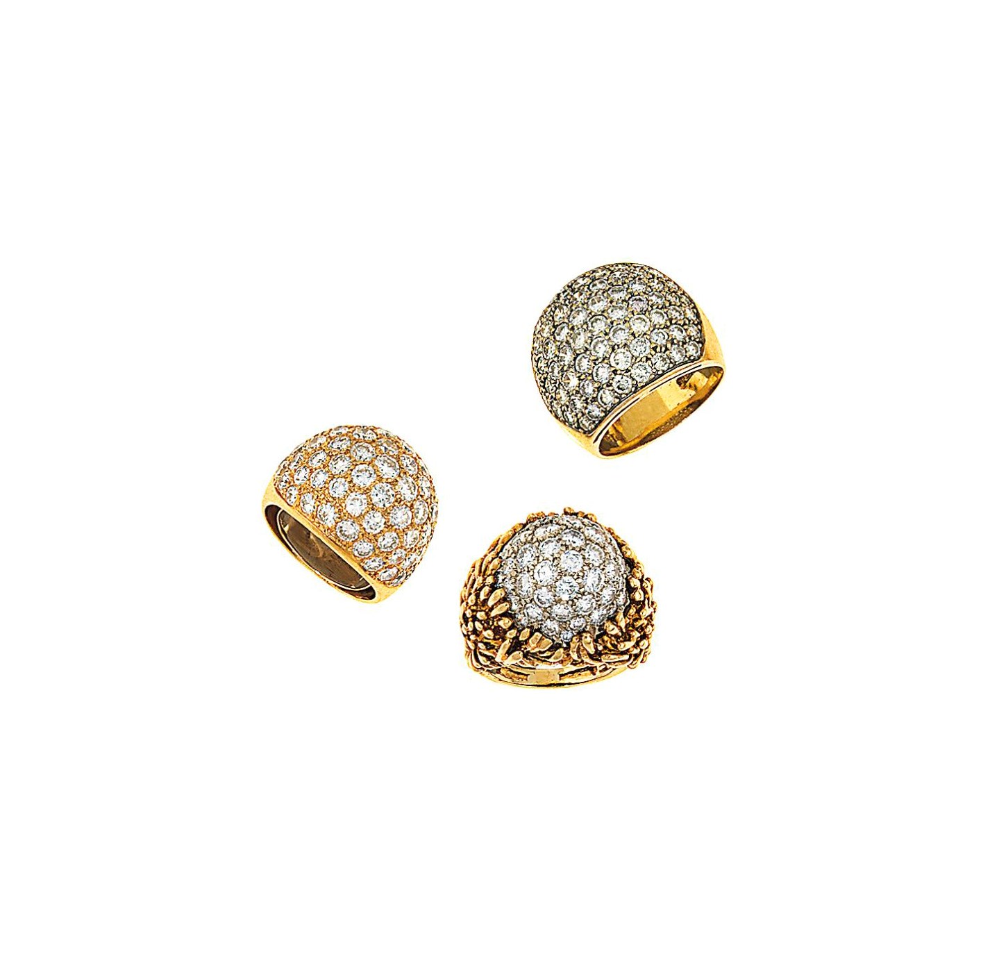 Three diamond-set dress rings