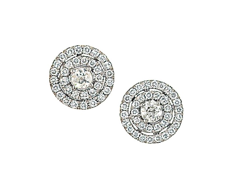 A pair of diamond cluster earrings
