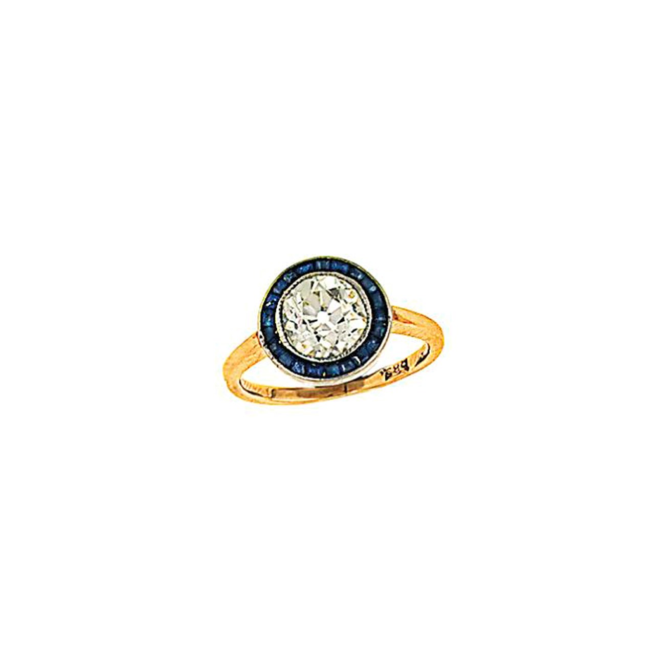 A diamond and sapphire ring
