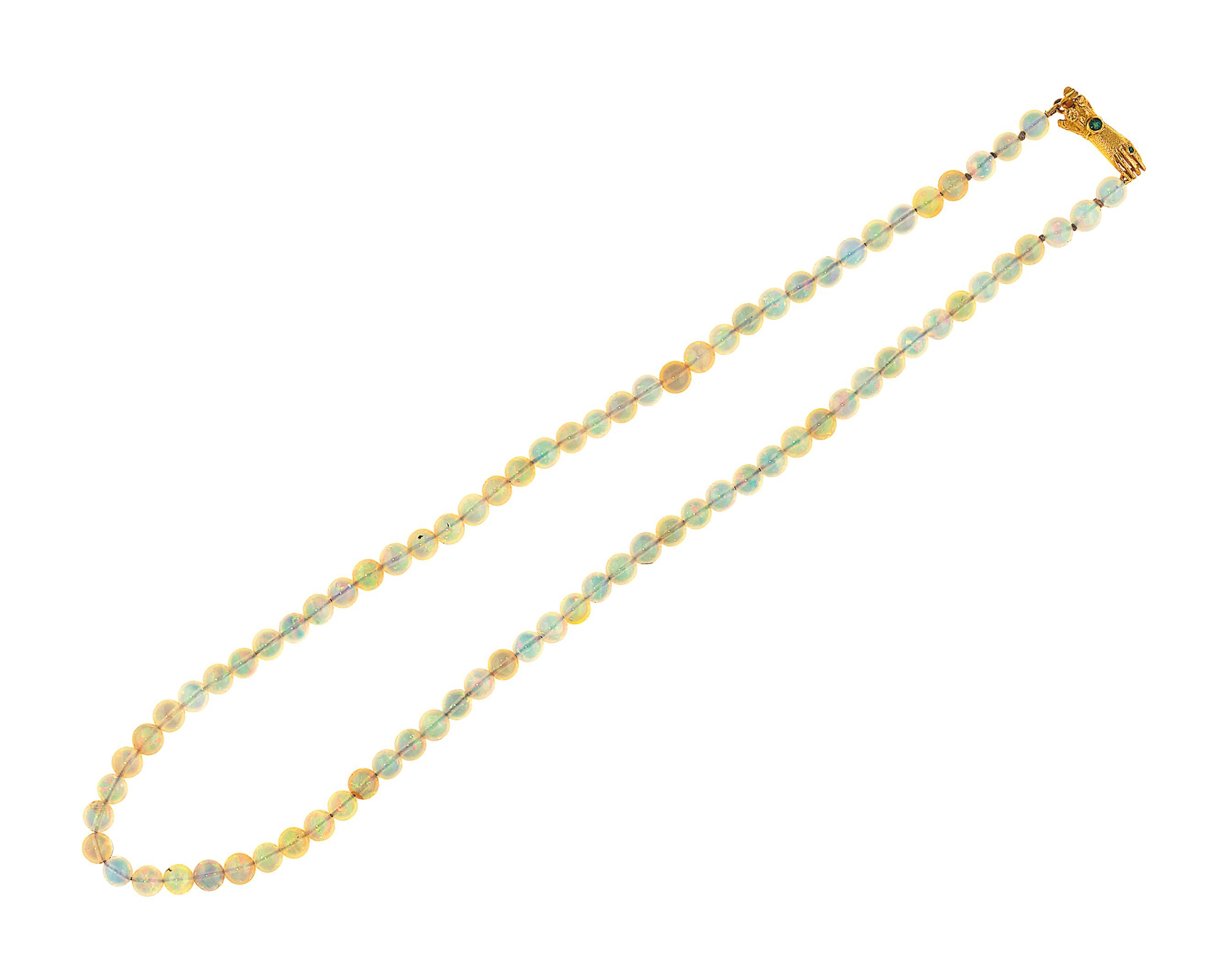 An opal bead necklace