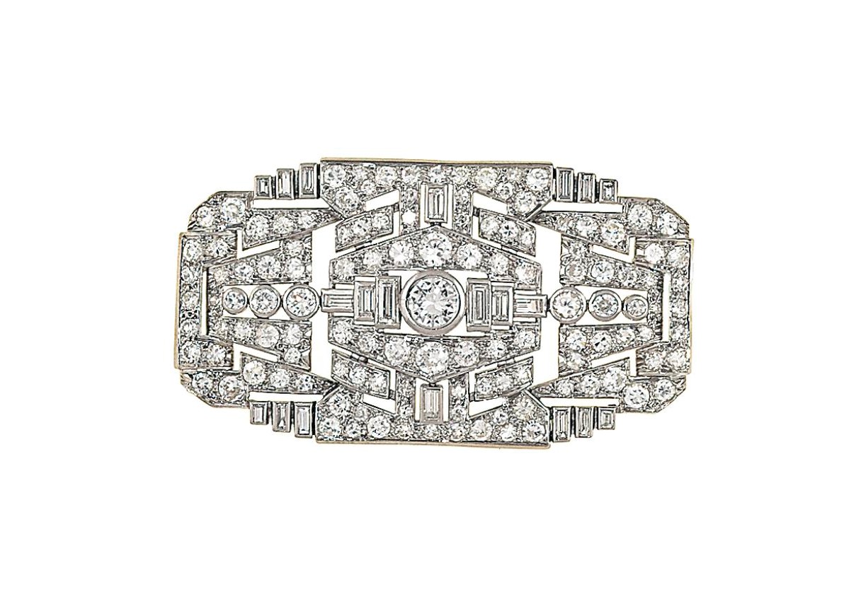 A diamond panel brooch