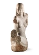 A FRENCH ART DECO GRANITE SCULPTURE OF A STYLISED FEMALE NUDE