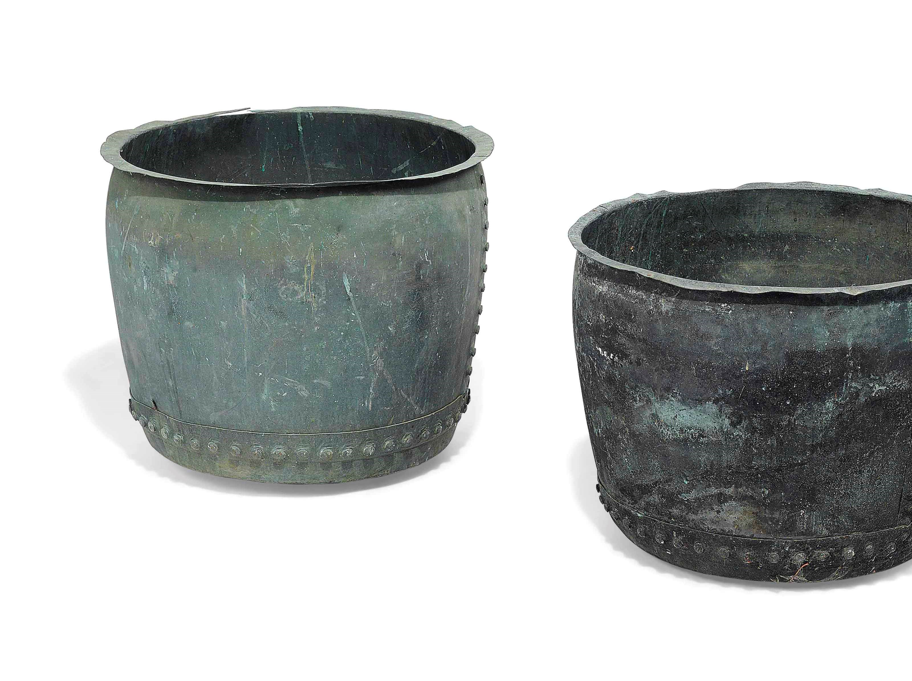 TWO LARGE COPPER VATS