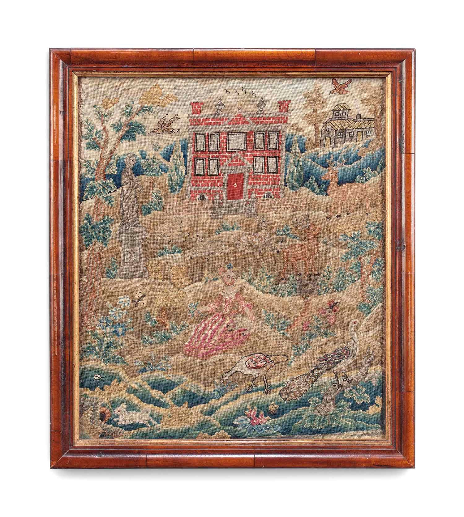 A GEORGE II 'PETIT-POINT' NEEDLEWORK PANEL