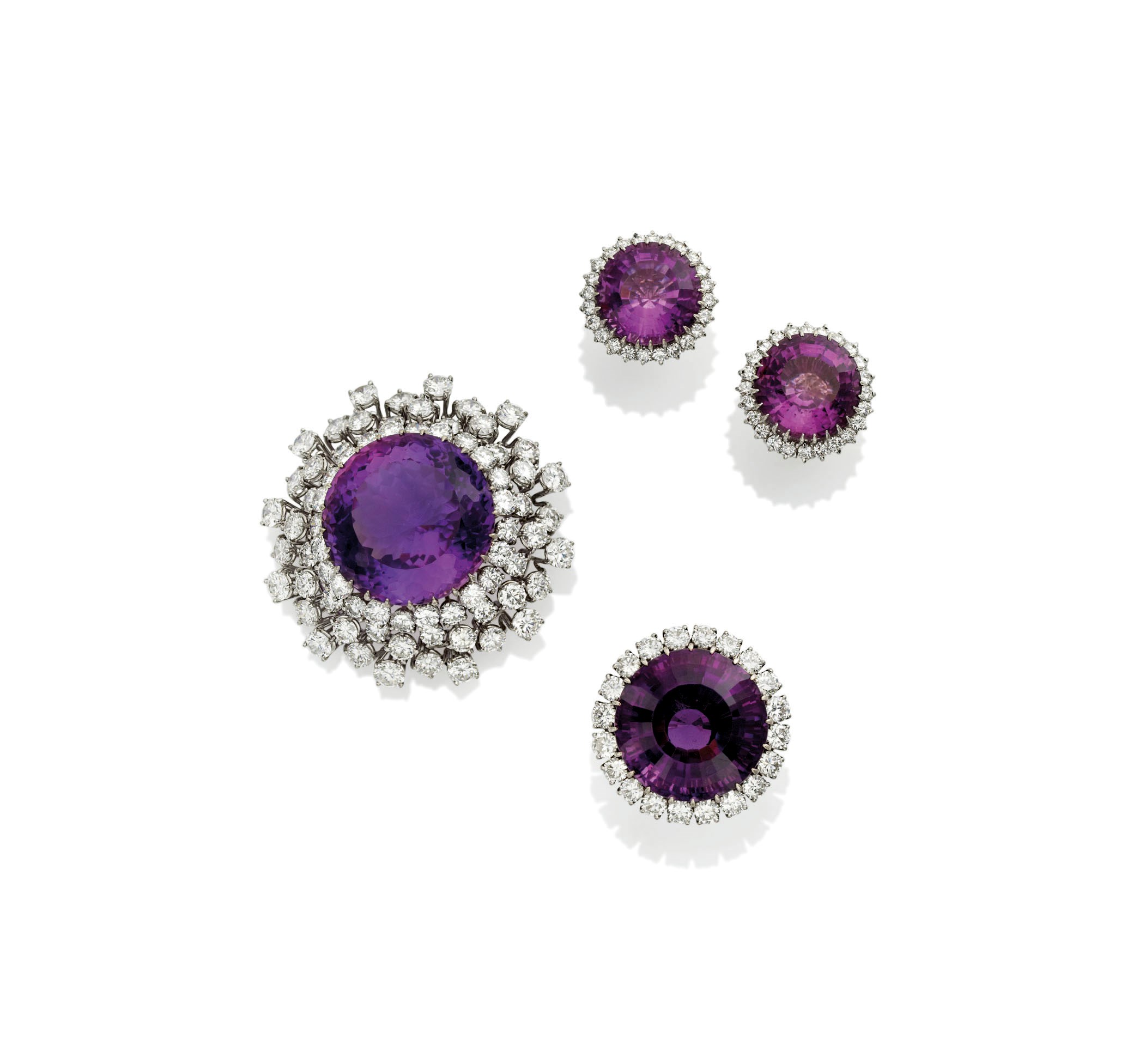 DEMI-PARURE AMÉTHYSTES ET DIAMANTS
