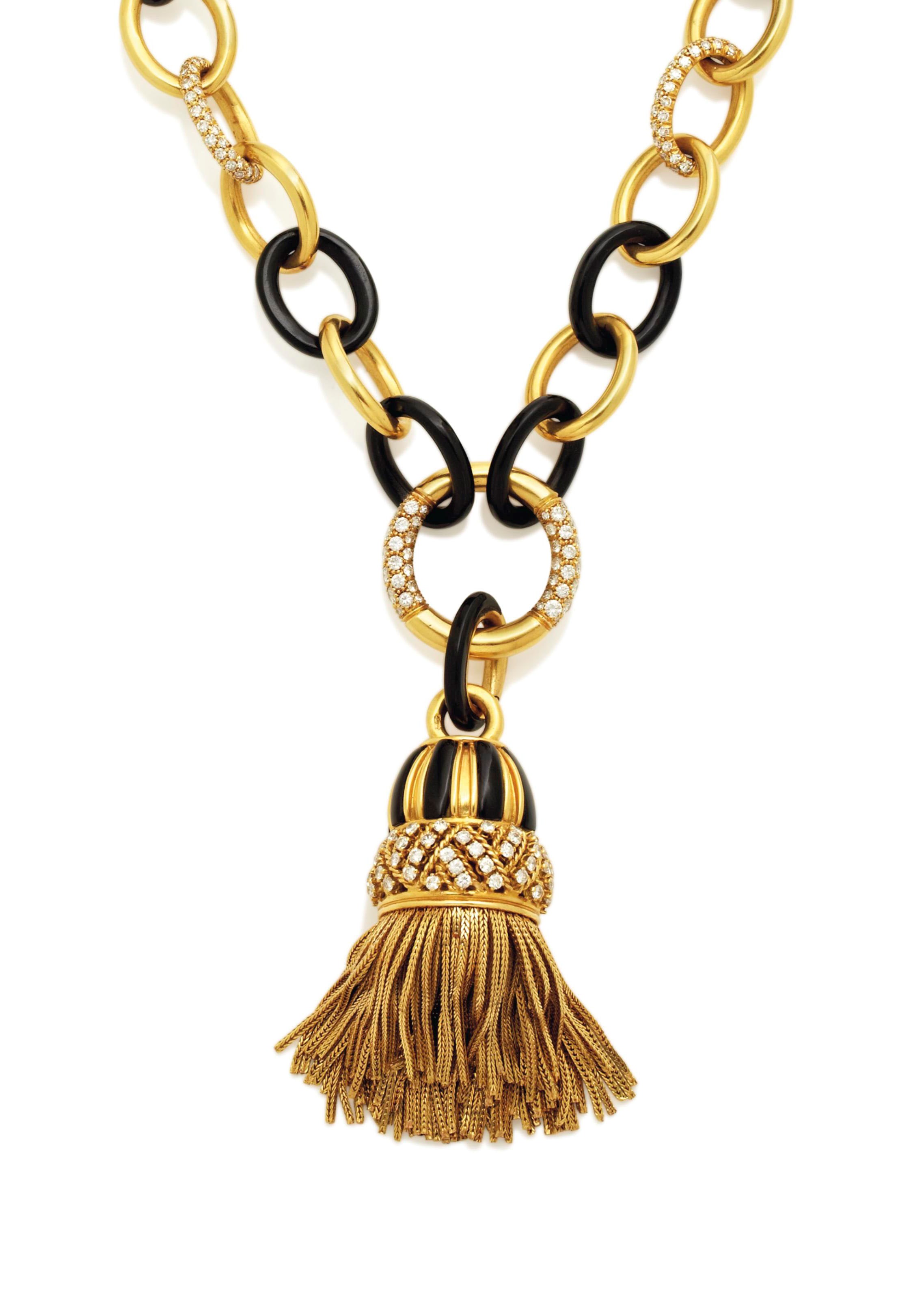 SAUTOIR ONYX ET DIAMANTS