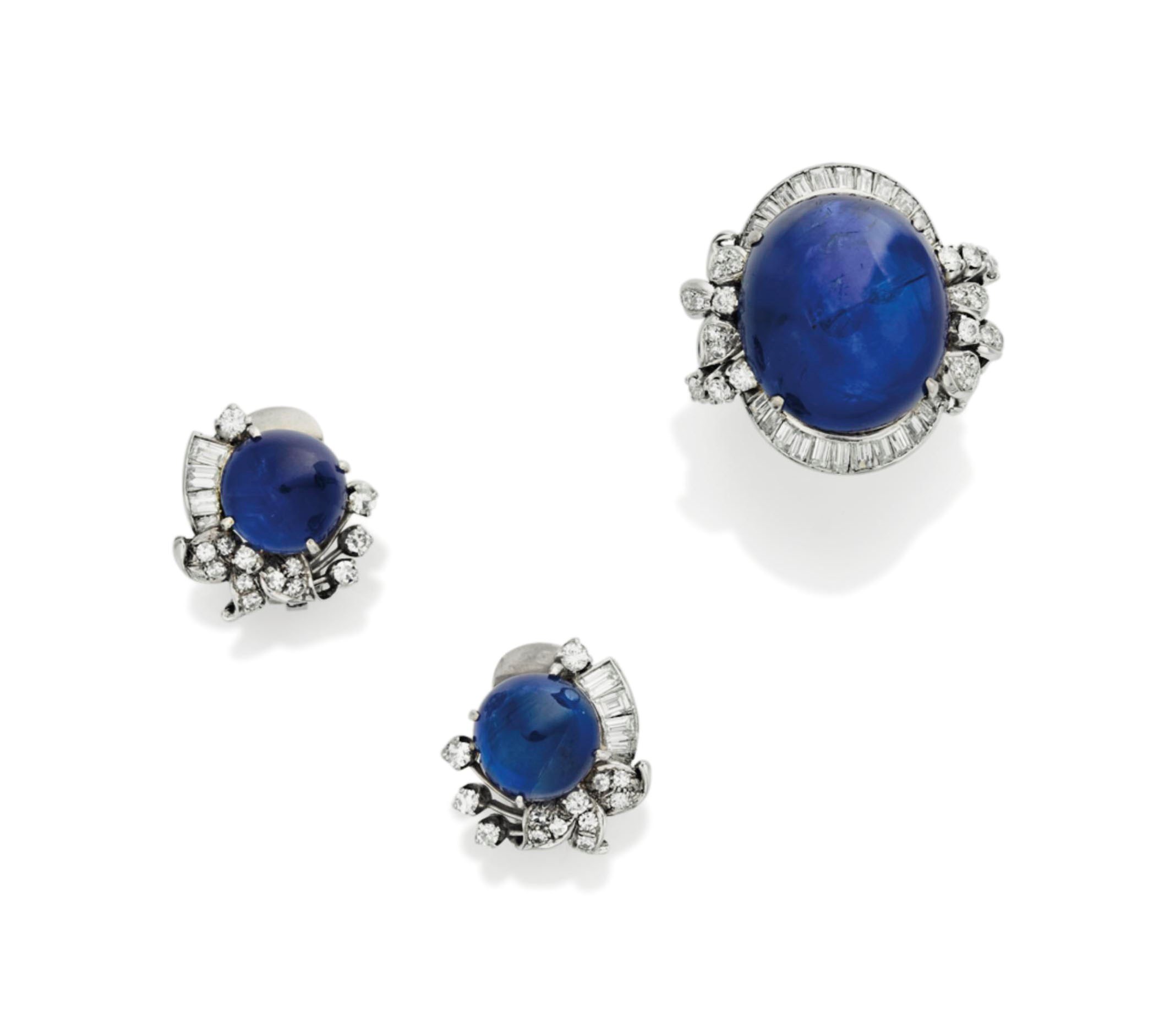 DEMI-PARURE SAPHIRS ET DIAMANTS