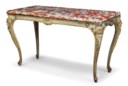 A FRENCH PALE-GREY PAINTED AND PARCEL-GILT CAST-IRON CENTRE TABLE