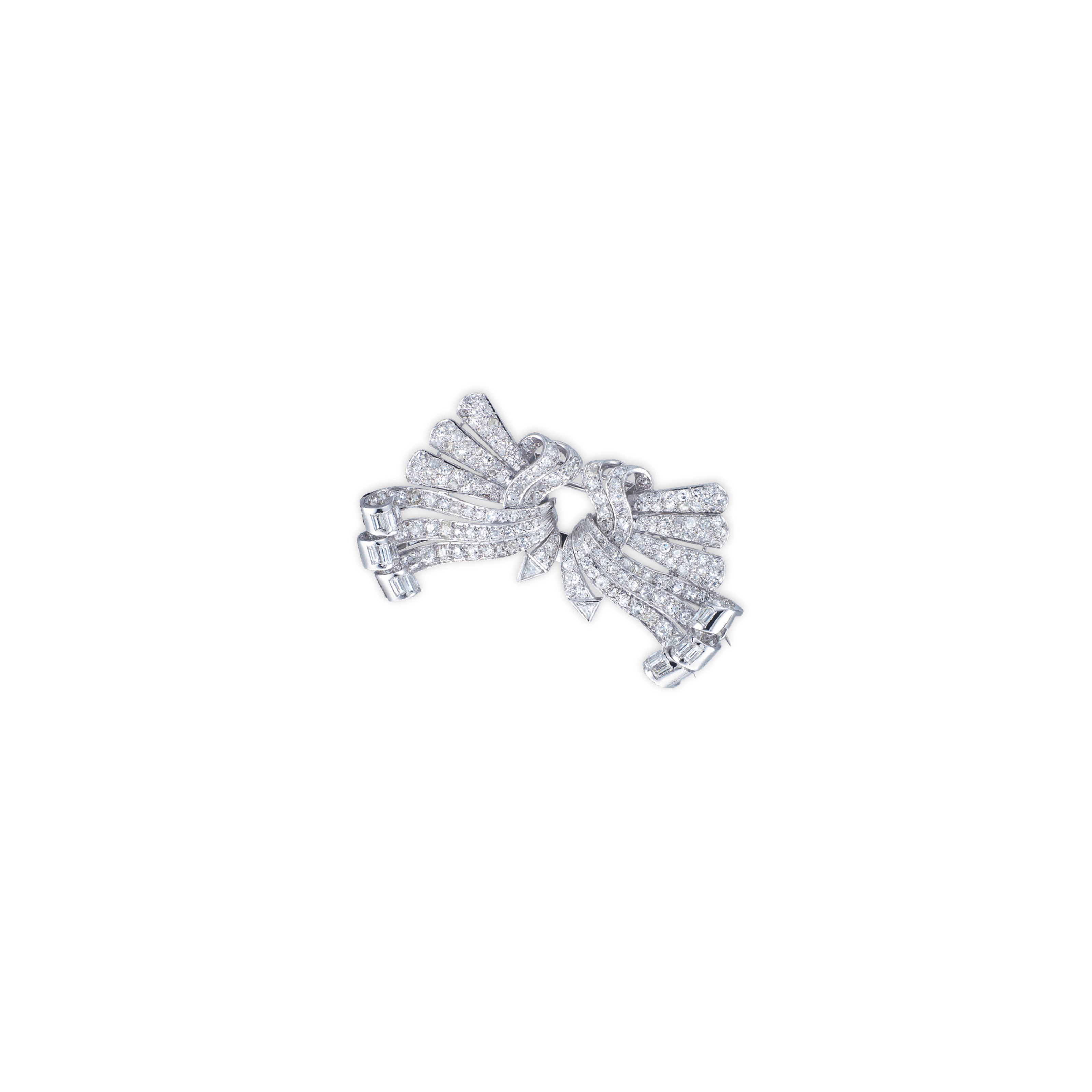 A DIAMOND DOUBLE-CLIP BROOCH