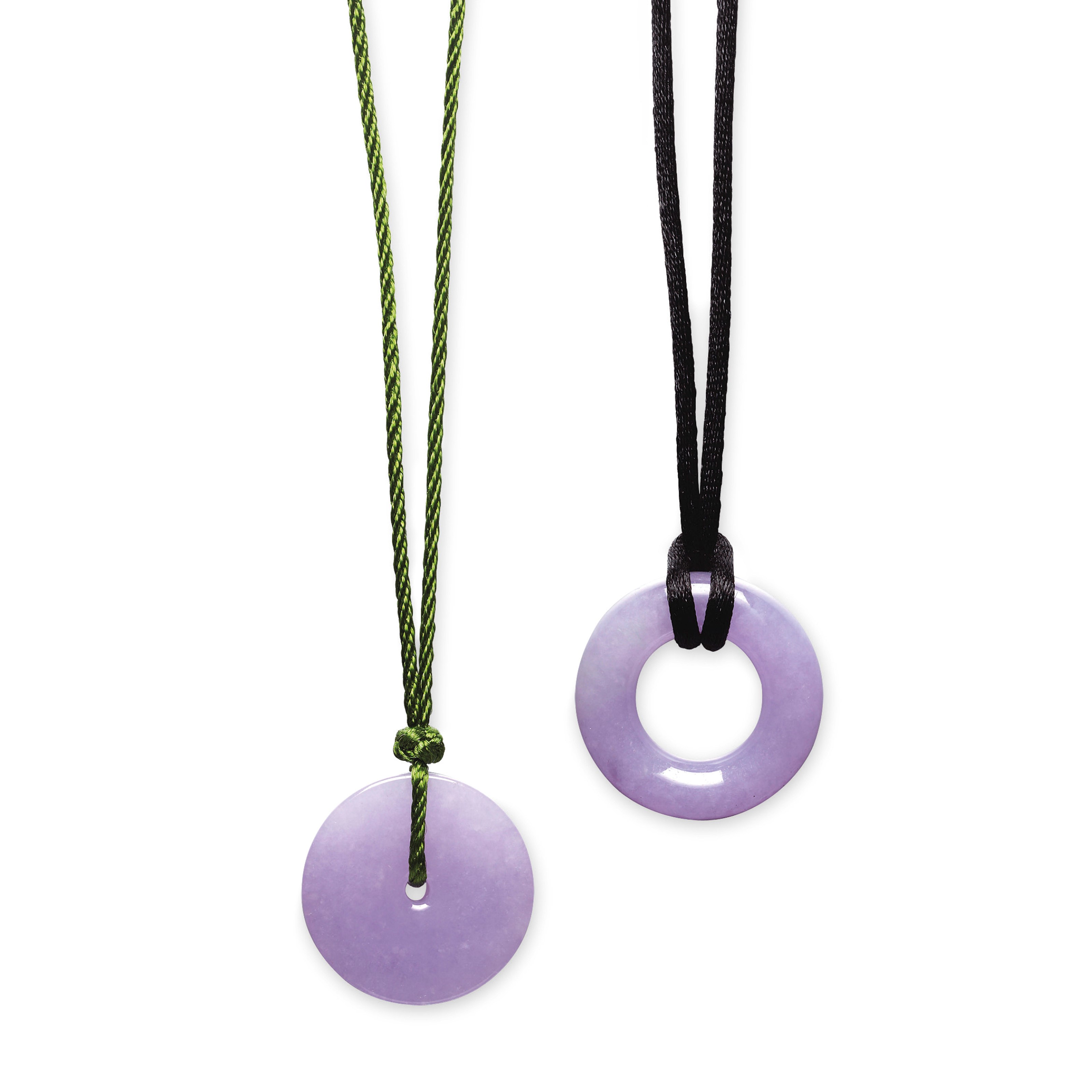 TWO JADEITE PENDANT NECKLACES