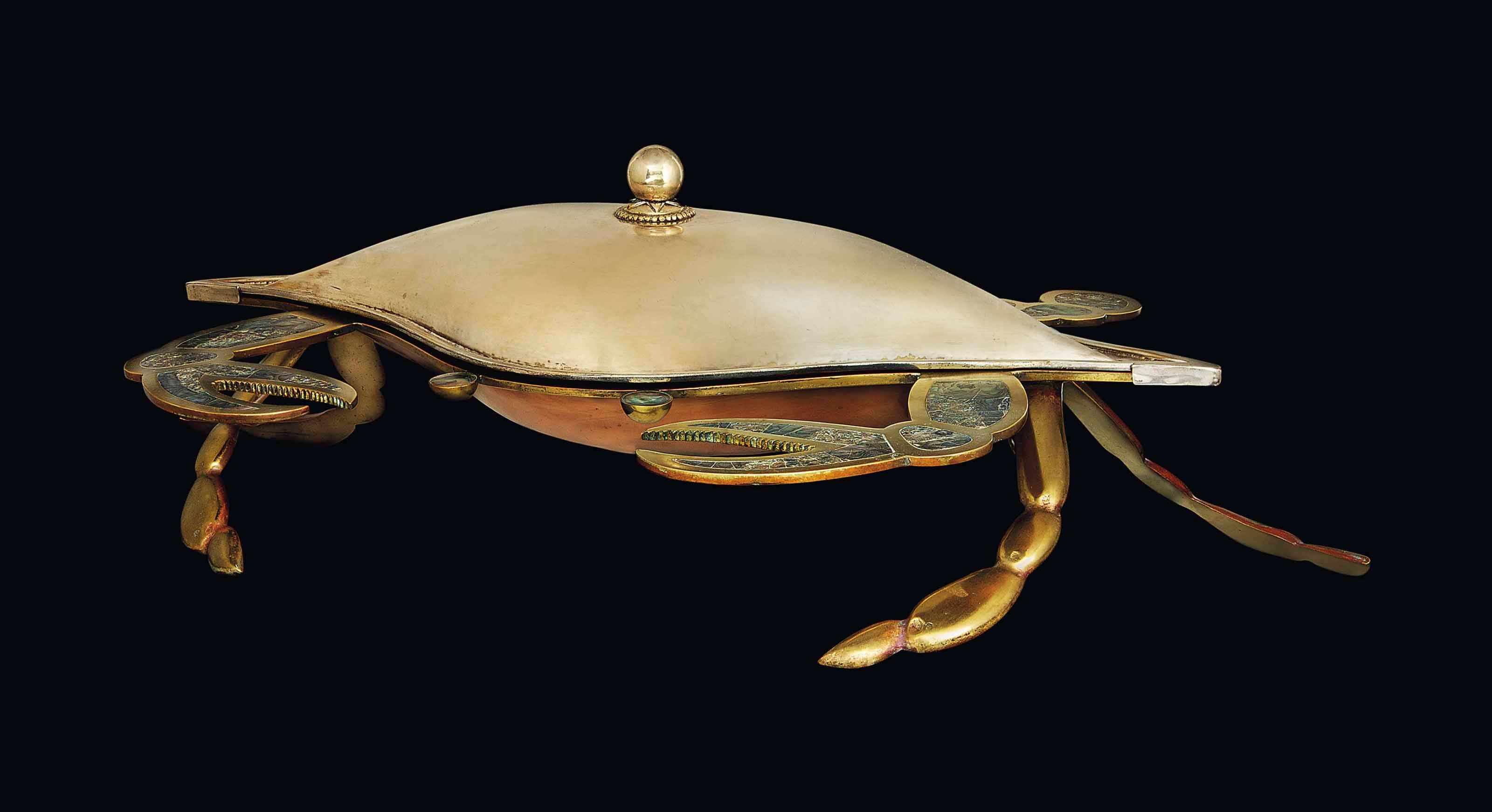 A LARGE MEXICAN SILVER AND ABALONE-INLAID CENTREPIECE