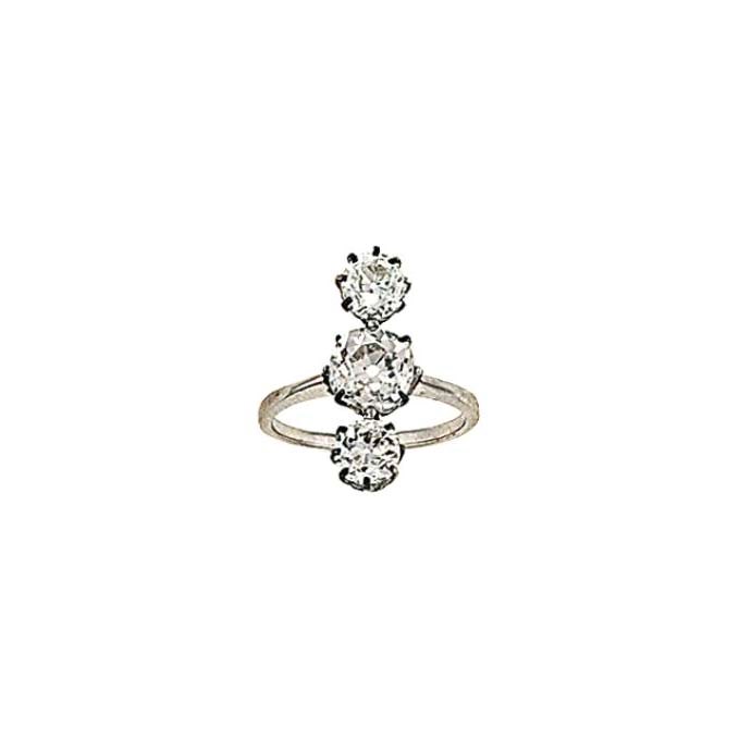 A diamond three-stone ring