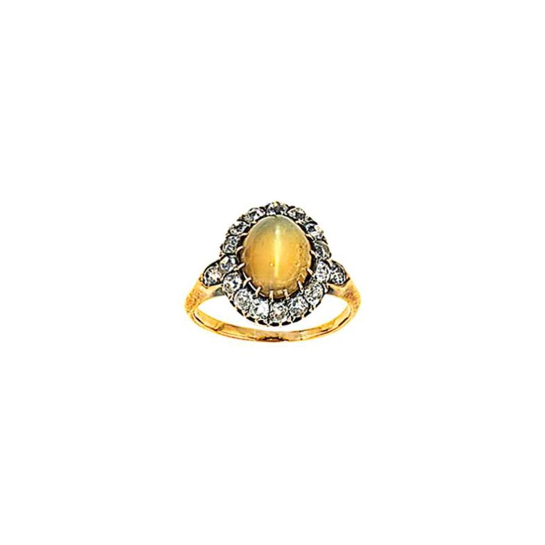 A chrysoberyl and diamond ring