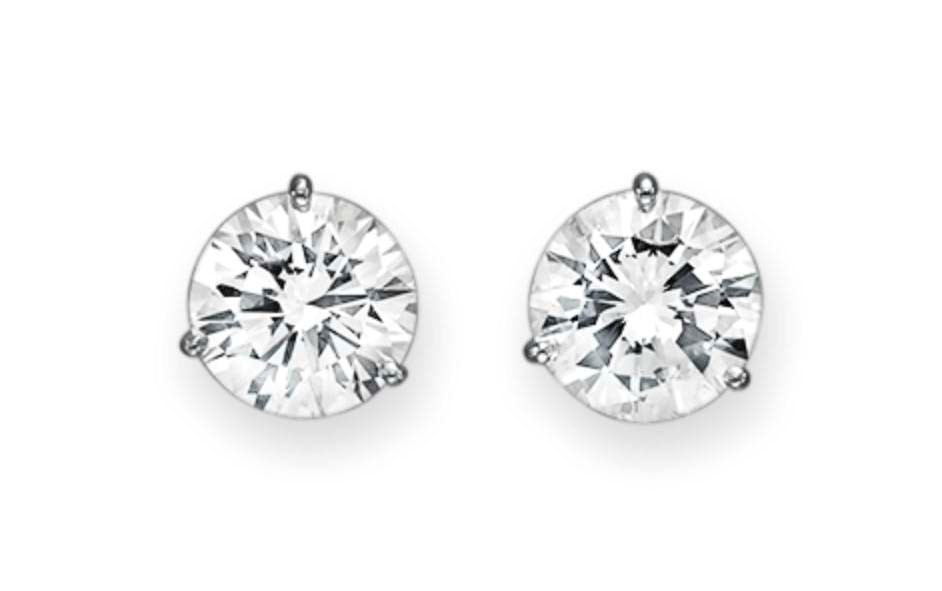 A PAIR OF DIAMOND EAR STUDS
