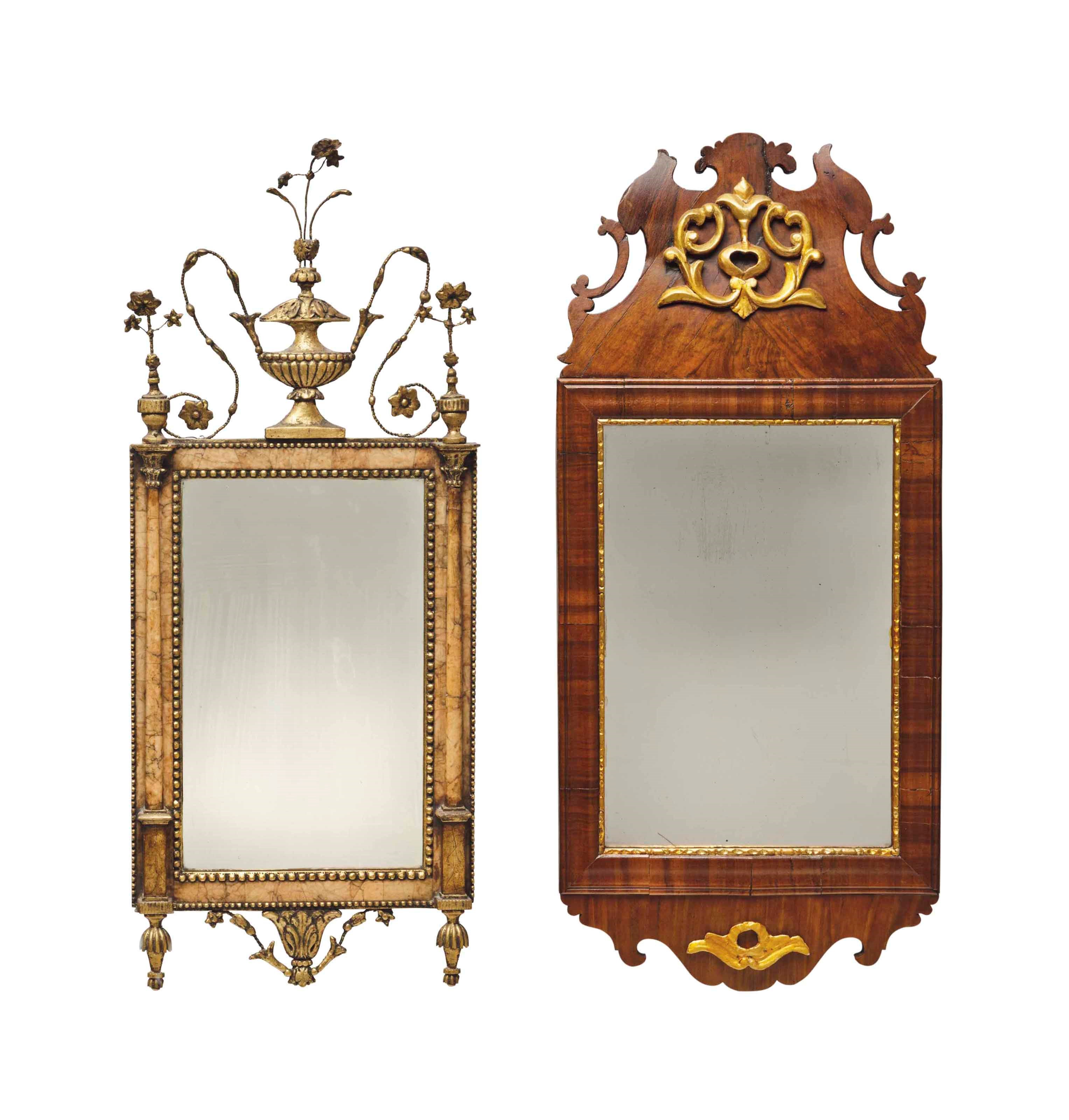 TWO PARCEL GILT MIRRORS,
