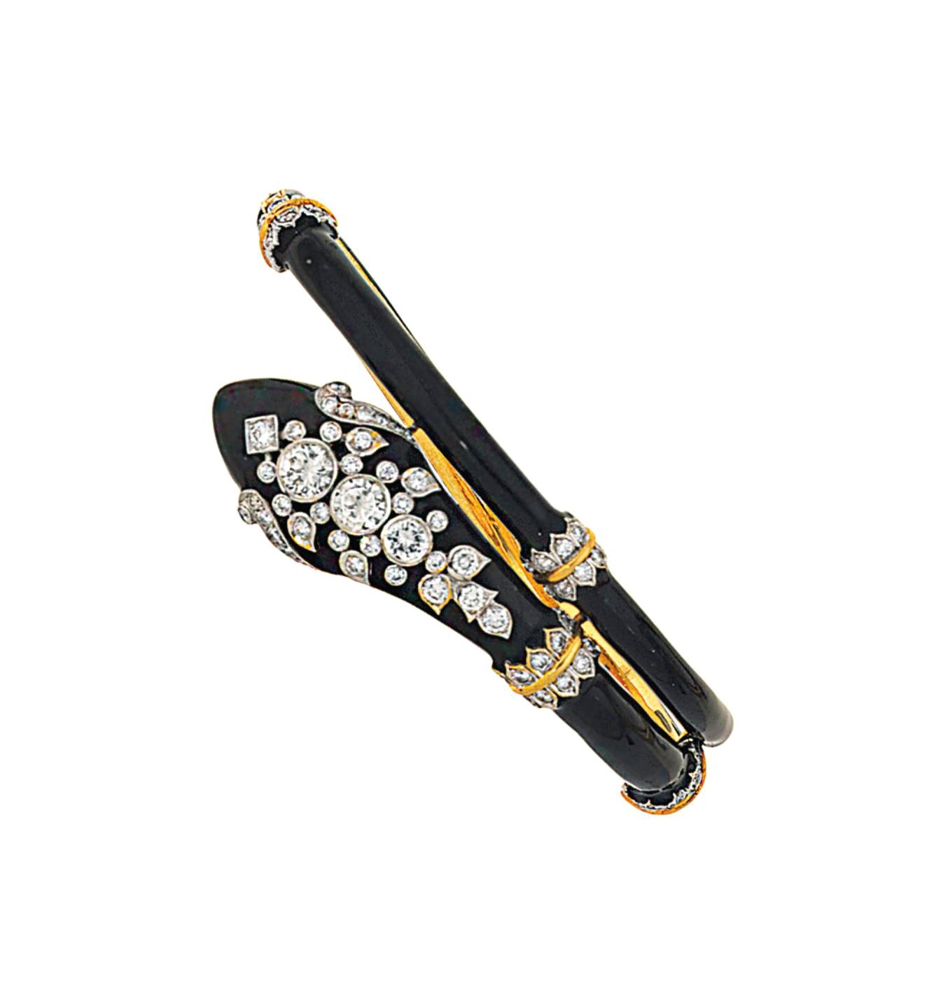A diamond-set snake bangle