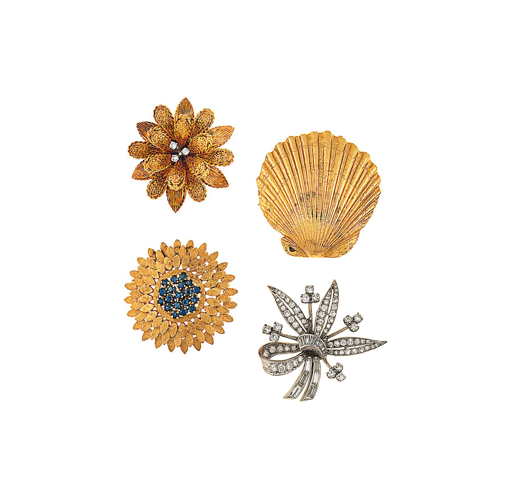 Four brooches