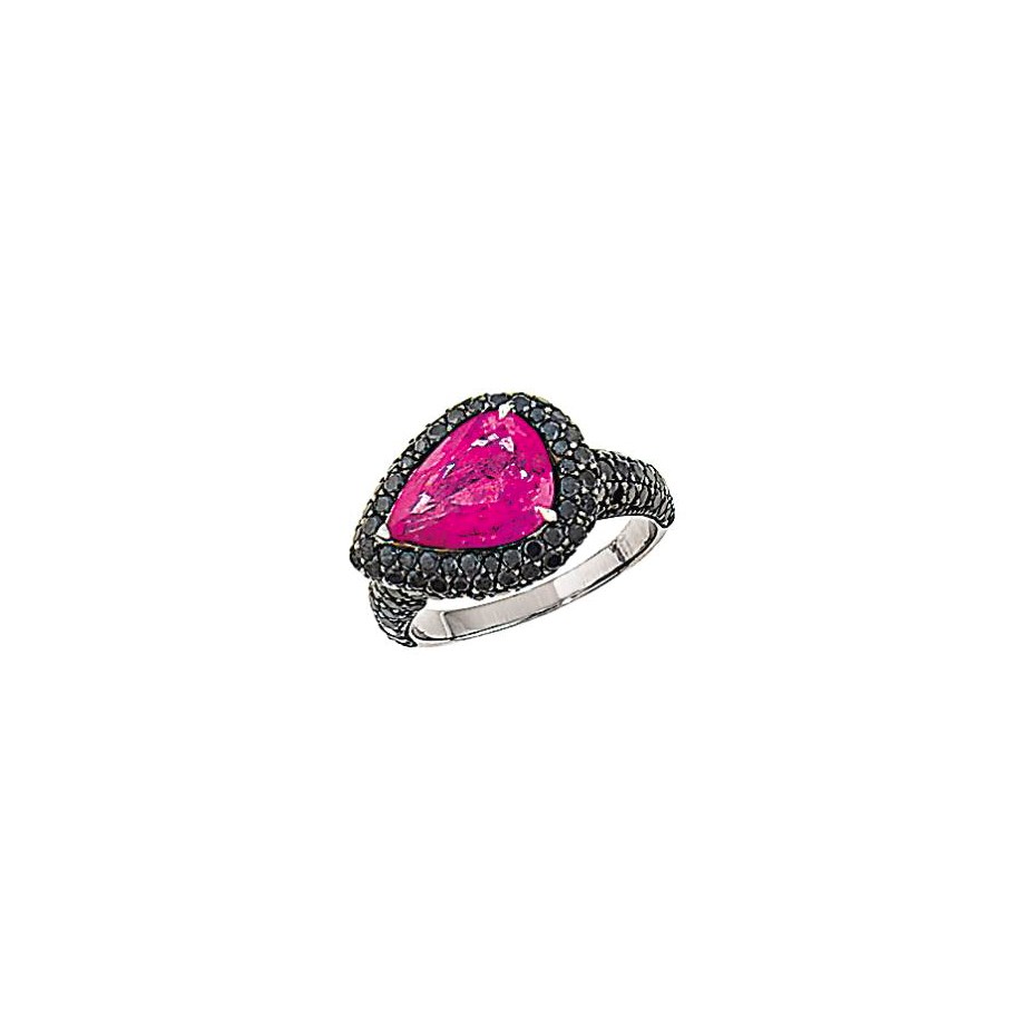 A pink sapphire and coloured diamond ring, by Chatila
