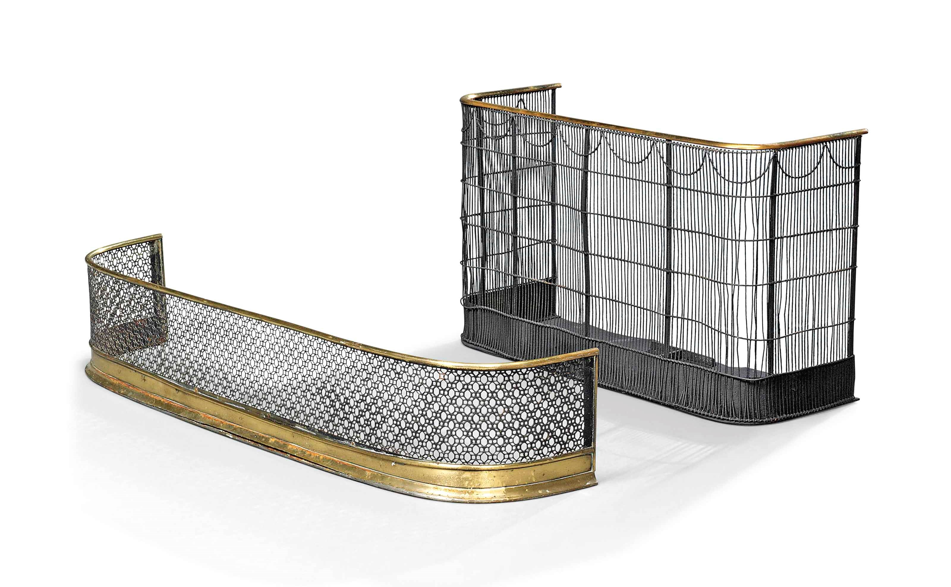 A REGENCY WIRE-MESH AND BRASS NURSERY FENDER