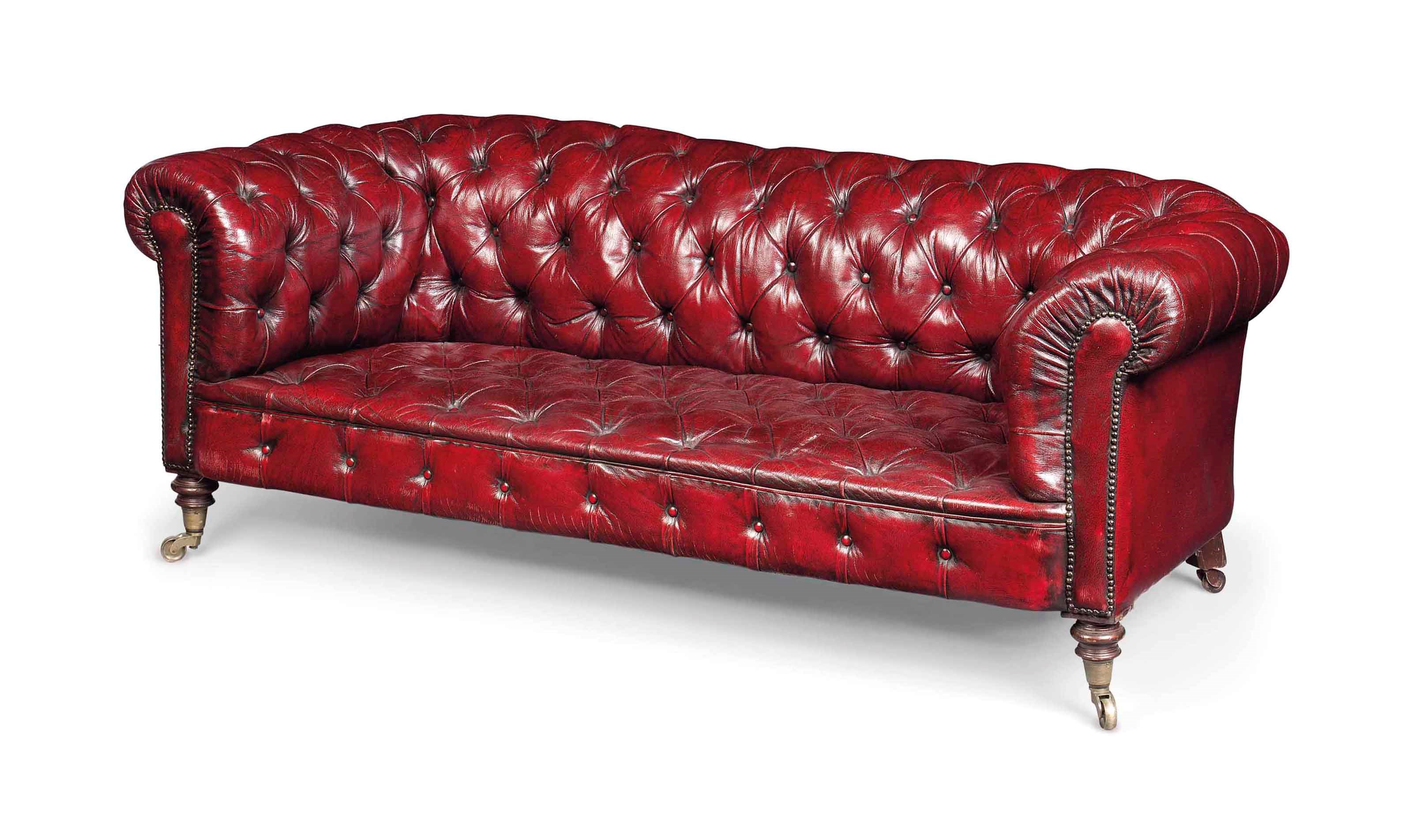 A LATE VICTORIAN MAHOGANY CHESTERFIELD SOFA
