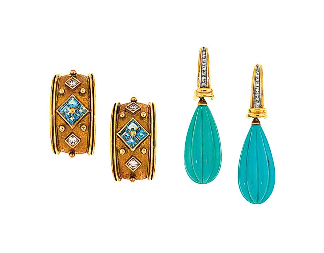 Four pairs of earrings