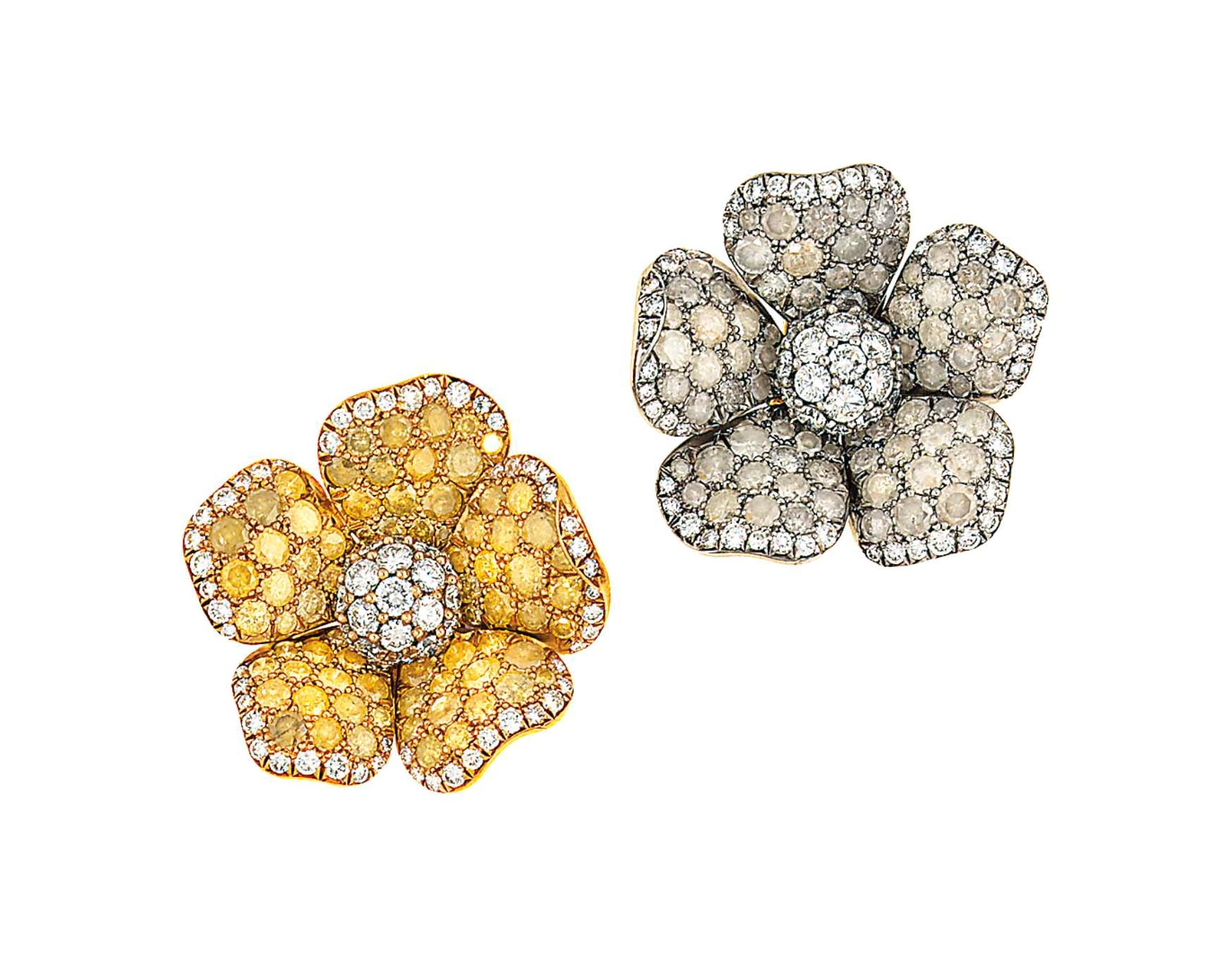 A pair of diamond and coloured diamond earrings, by De Grisogono
