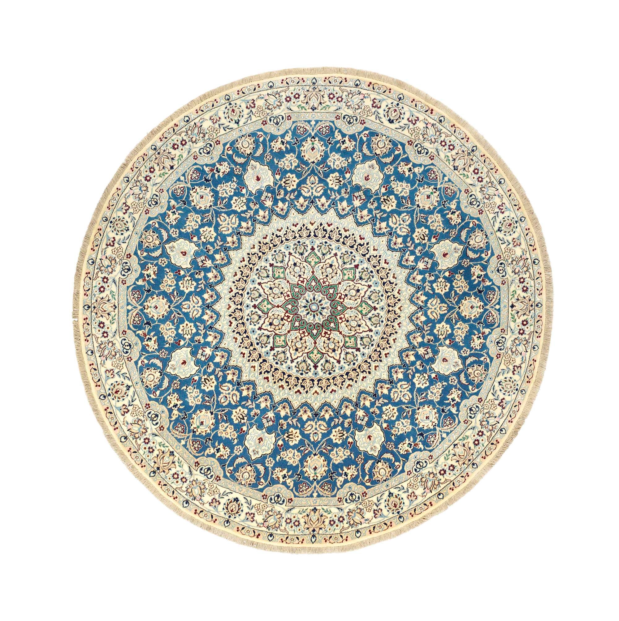 A fine part silk Nain circular rug