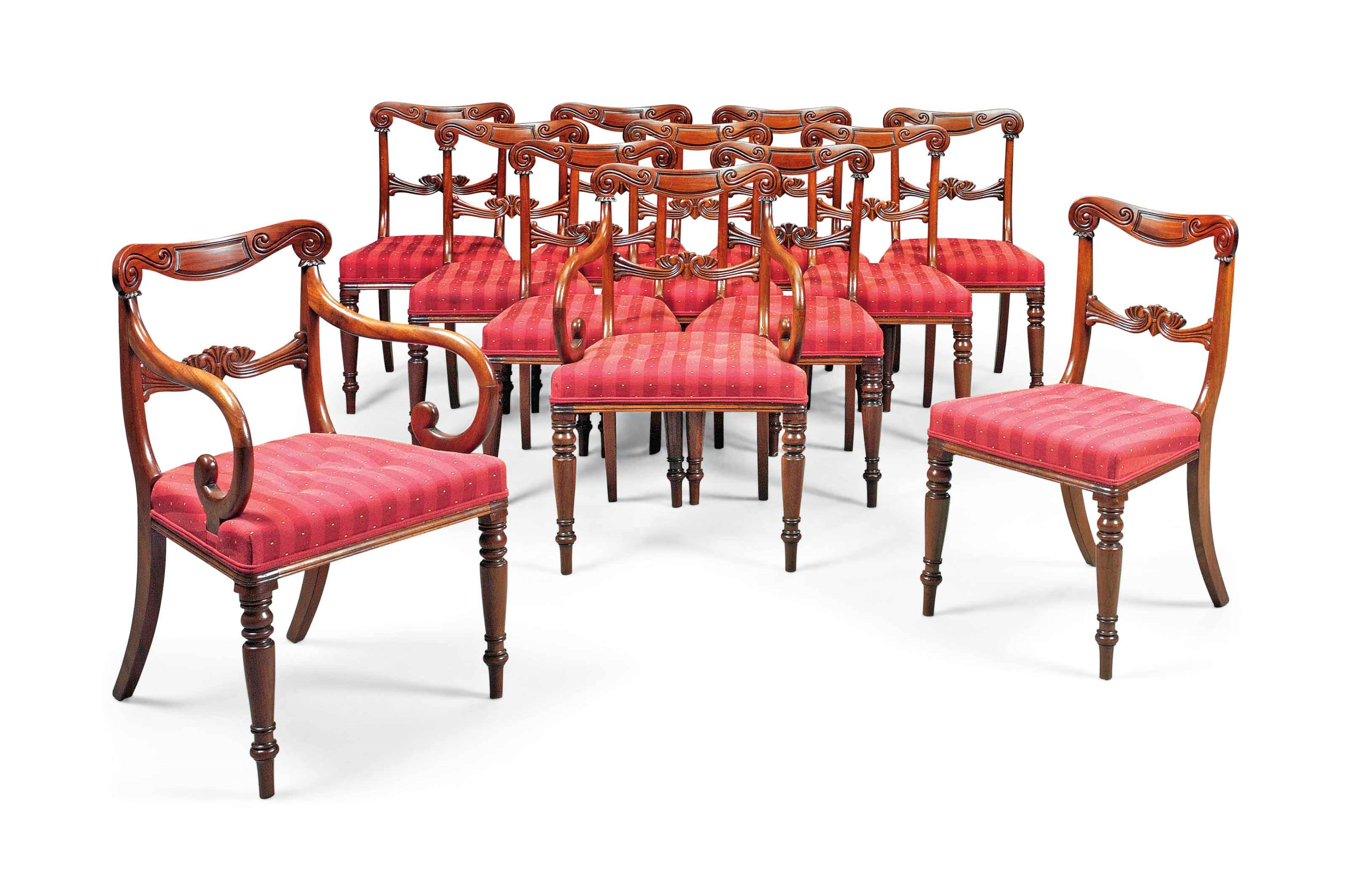 A SET OF TWELVE WILLIAM IV MAHOGANY DINING CHAIRS