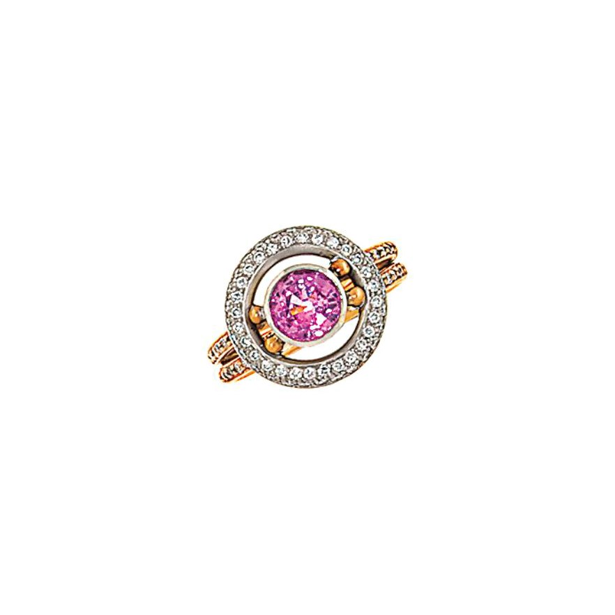 A pink sapphire and diamond ring, by Sam Lehr