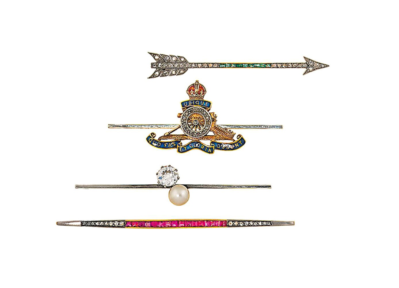 A group of brooches