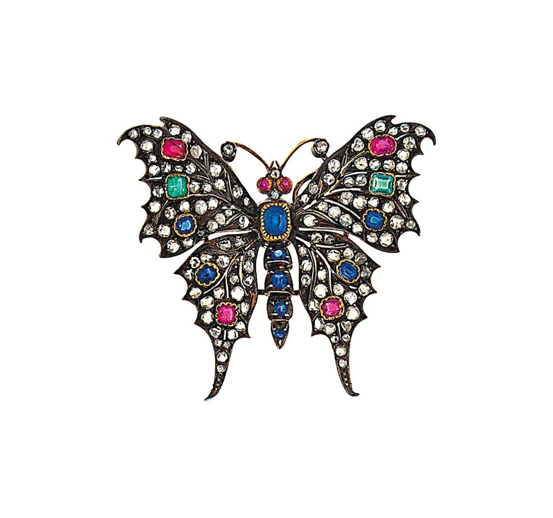 A late 19th century gem-set butterfly brooch