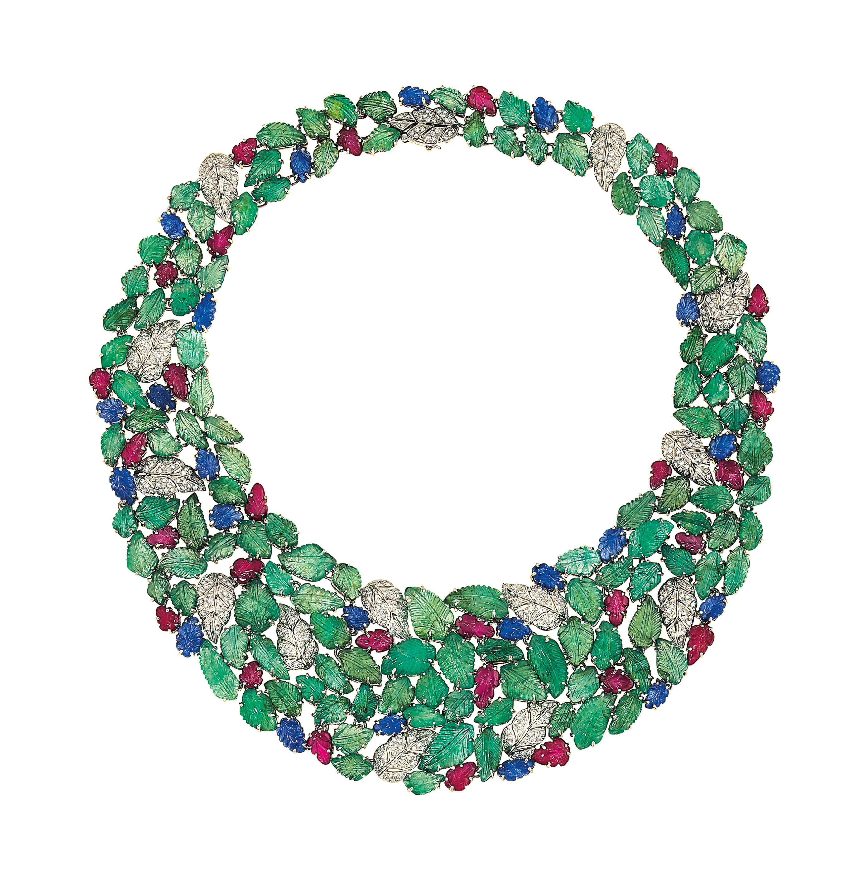 A gem-set bib necklace