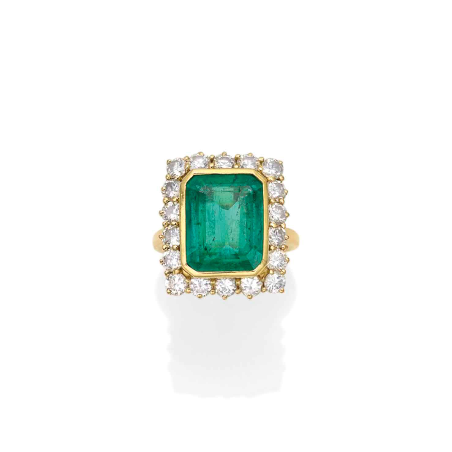 BAGUE ÉMERAUDE ET DIAMANTS