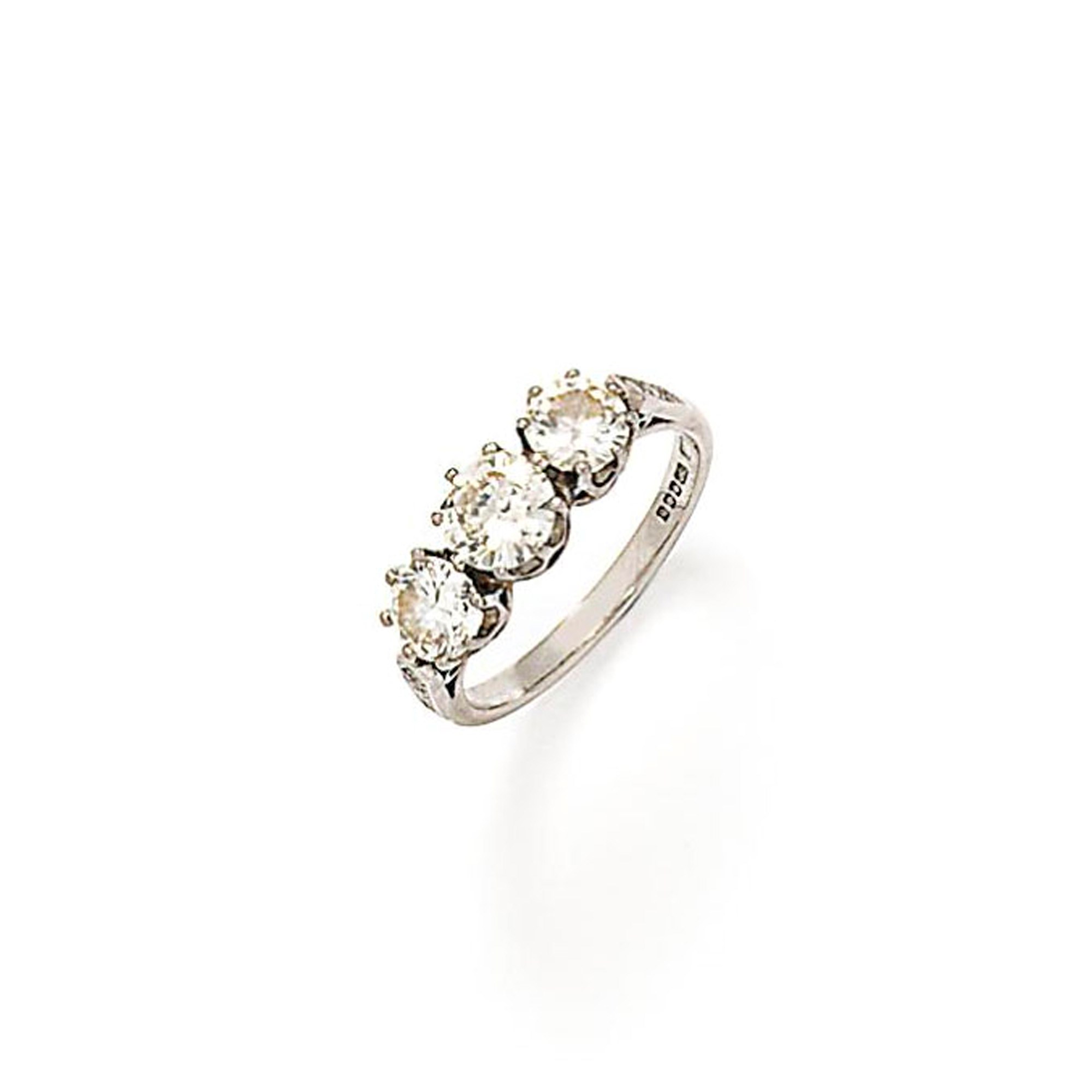 A diamond three-stone ring