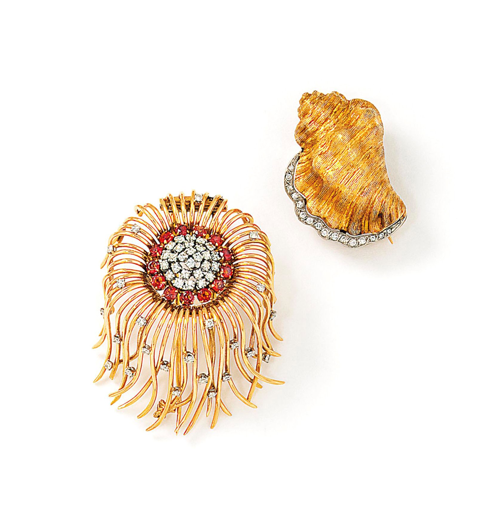 Two gem-set novelty brooches