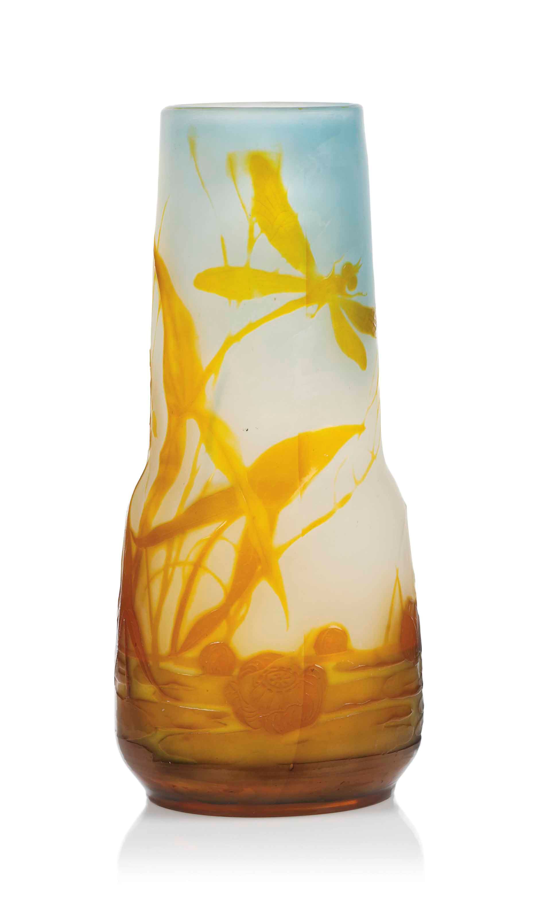 A GALLE CAMEO GLASS 'NENUPHARS' VASE