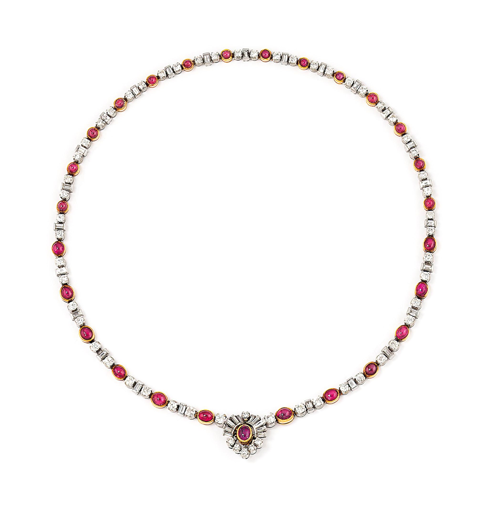A ruby and diamond necklace