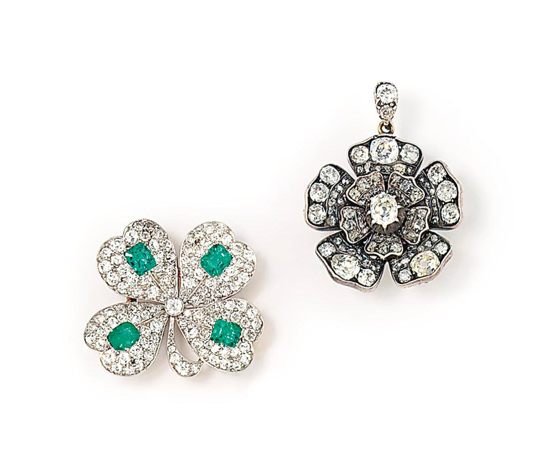 Two antique gem-set brooches