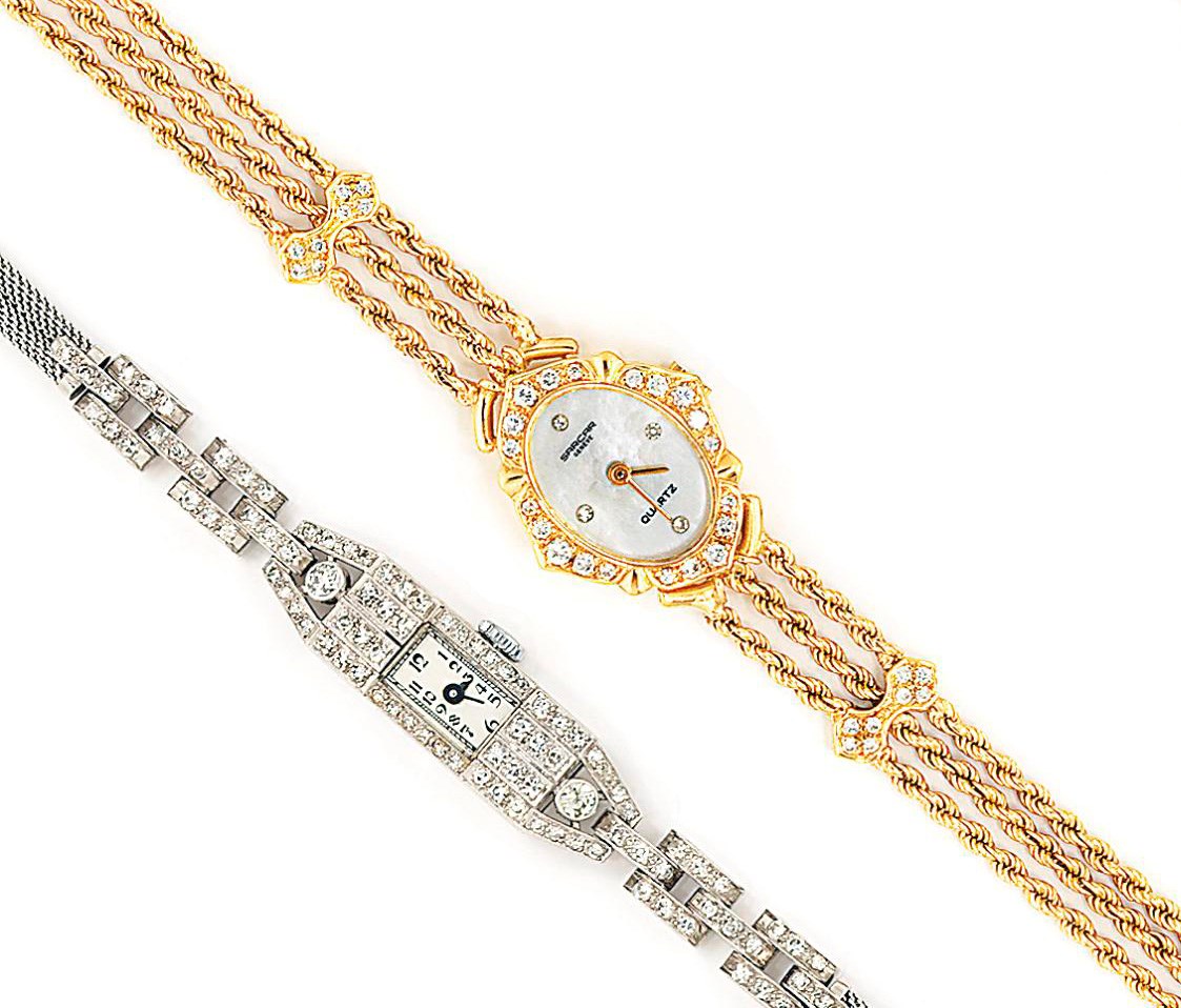 Two lady's diamond-set wristwatches
