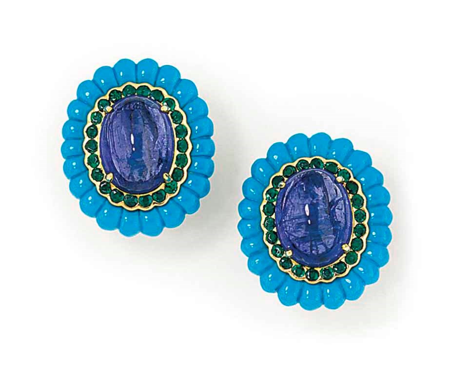 A PAIR OF GEM-SET EARRINGS