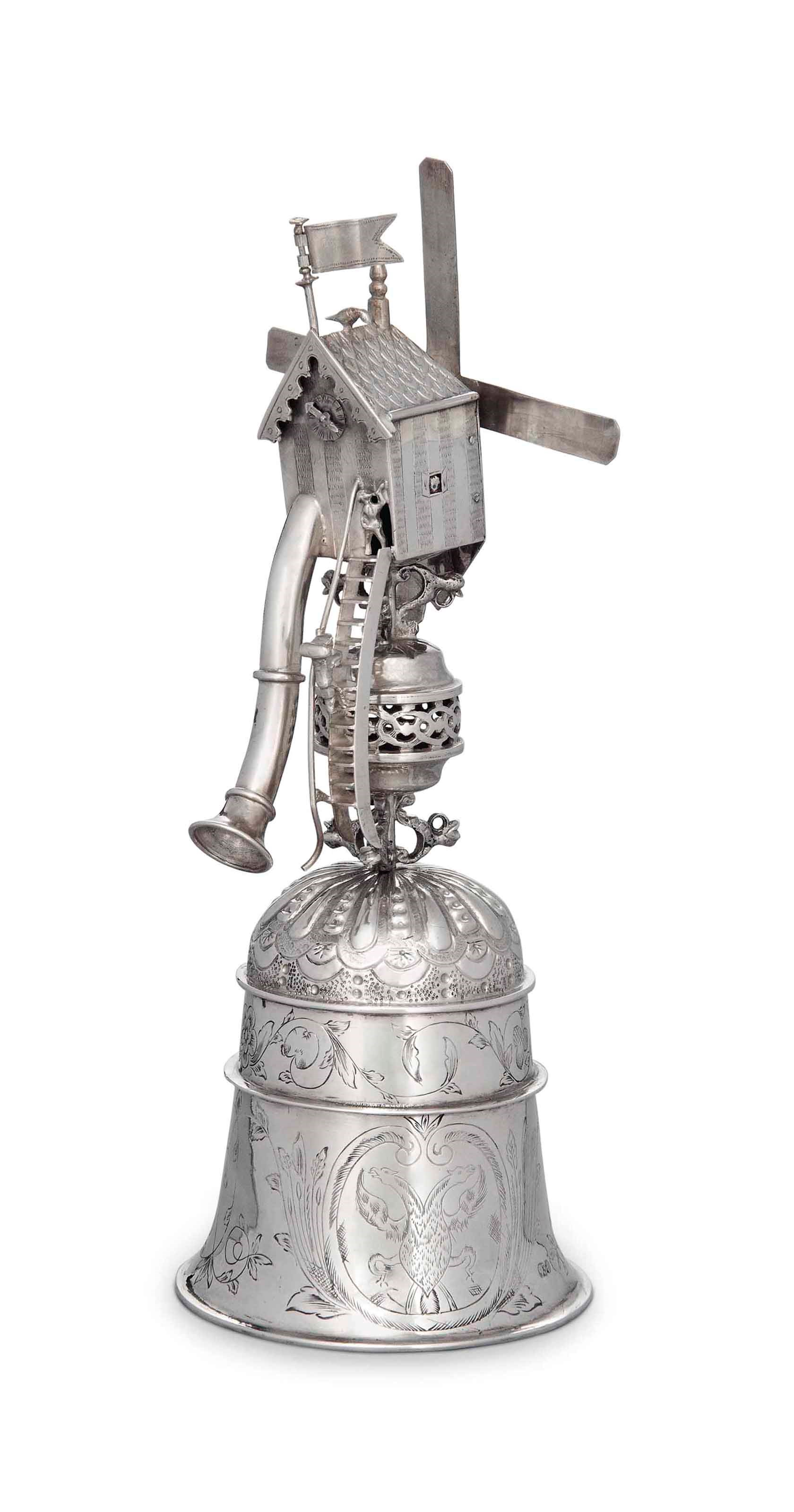 A DUTCH SILVER REPRODUCTION OF A 17TH. CENTURY WINDMILL CUP