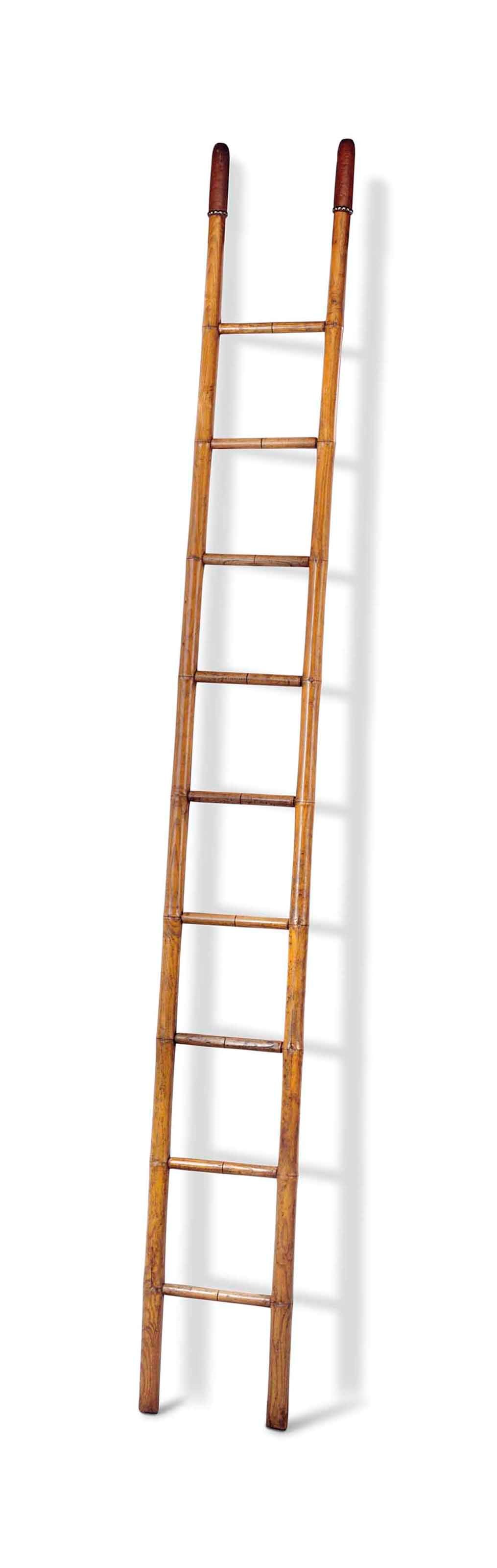 A FRENCH ASH LIBRARY LADDER