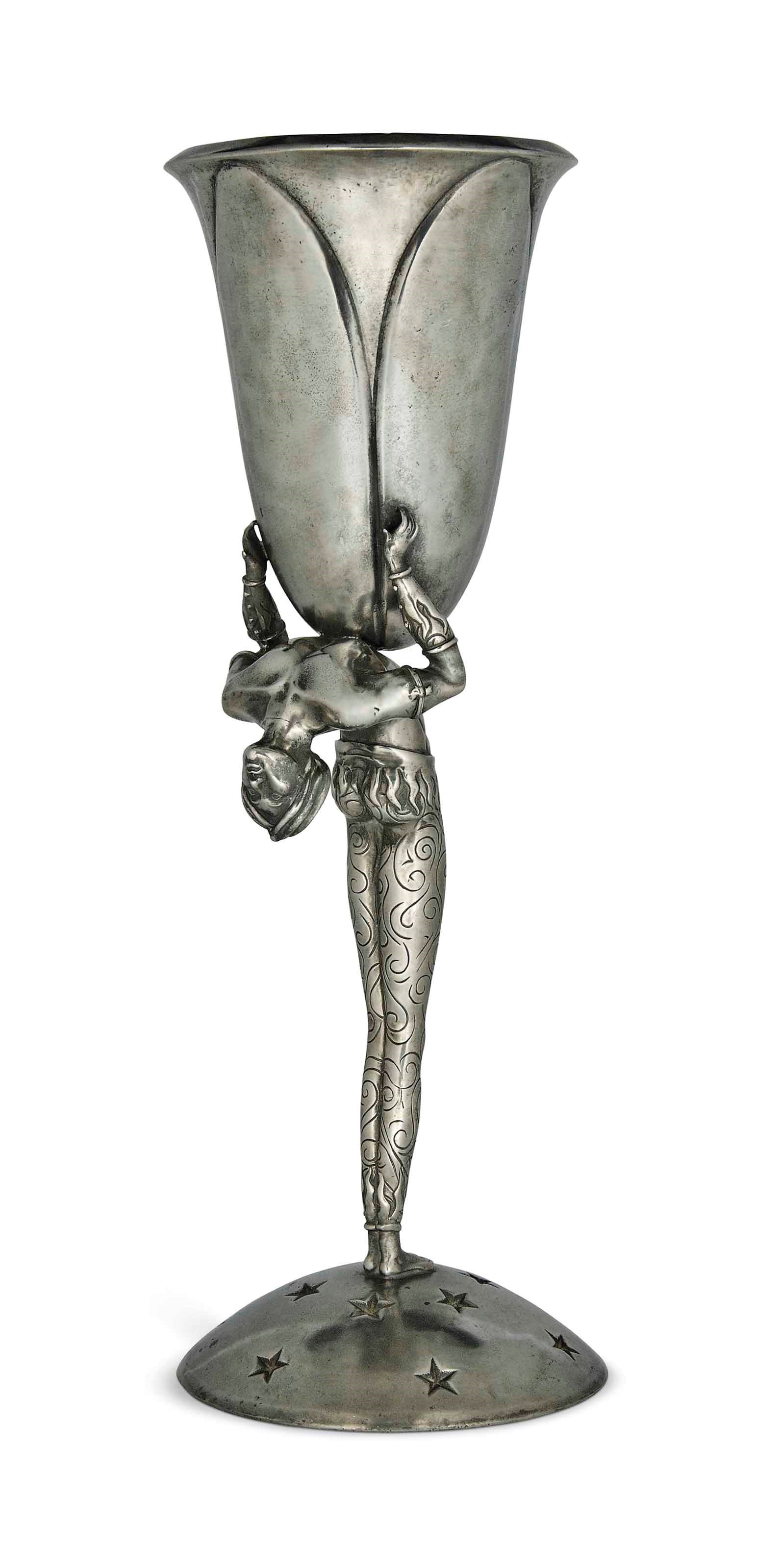A PIERO FIGURA PEWTER FIGURAL CENTREPIECE